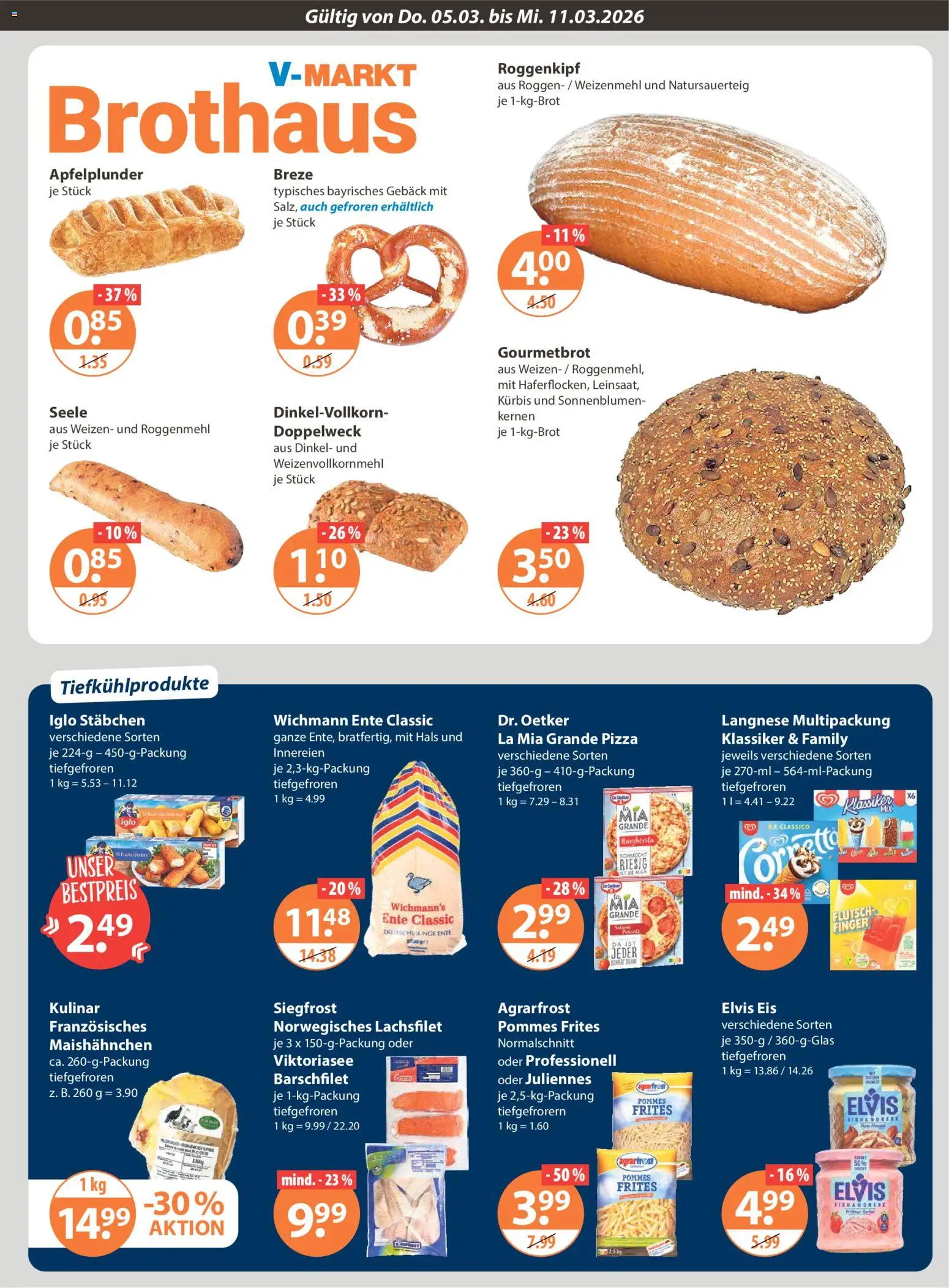 V-Markt - Schwaben / Oberbayern – gültig ab 05.03.2026 | Seite: 5 | Produkte: Pommes, Weizenmehl, Pizza, Ente