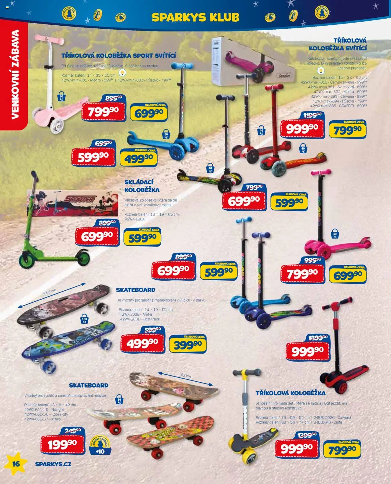 Sparkys katalog léto 2025 od 01.01.2025 | Strana: 16 | Produkty: Koloběžka, Skateboard
