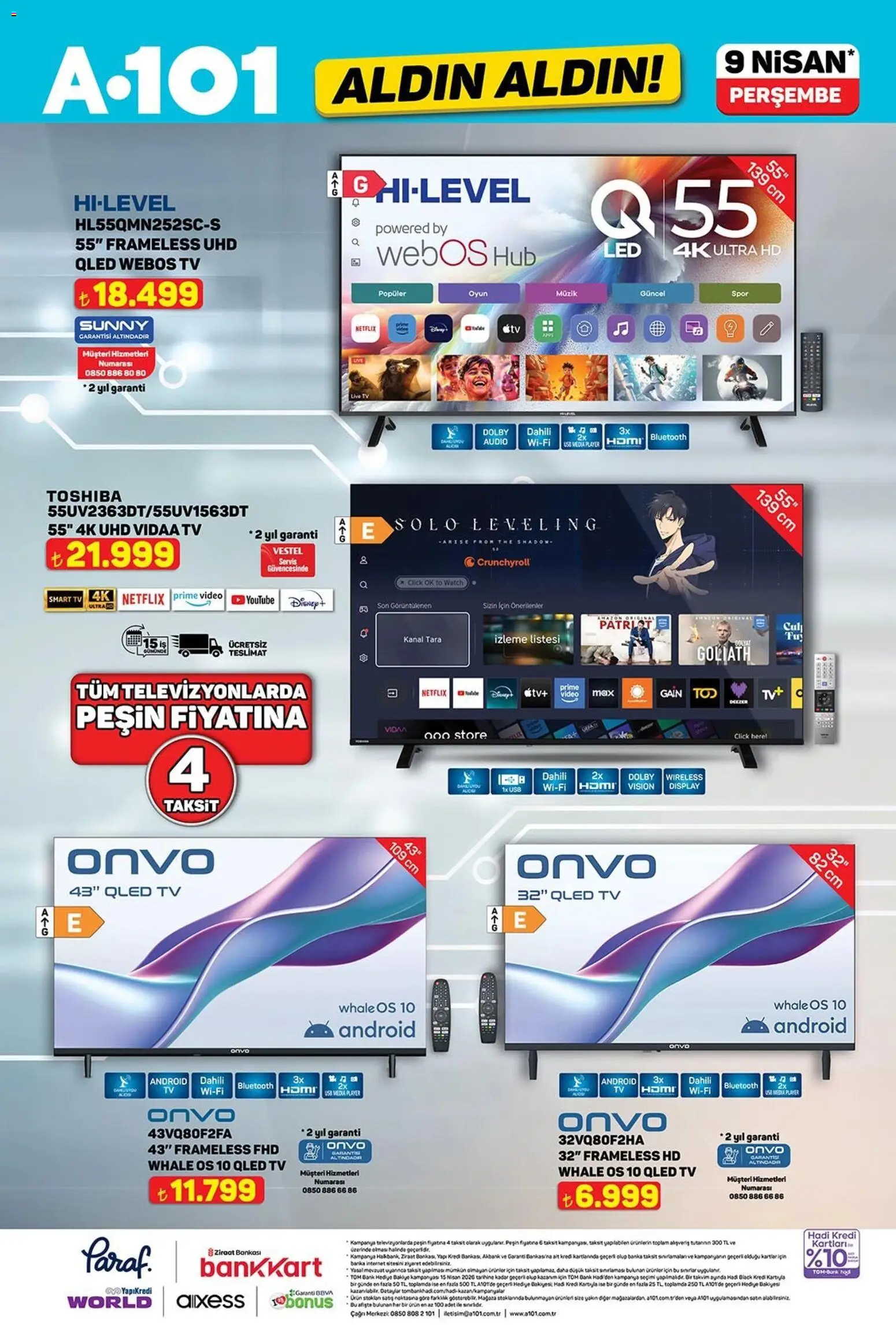 A101 - Katalog Aldın Aldın - 09.04.2026 tarihinden itibaren geçerlidir | Sayfa: 4 | Ürünler: TV, Video, Oyun, USB