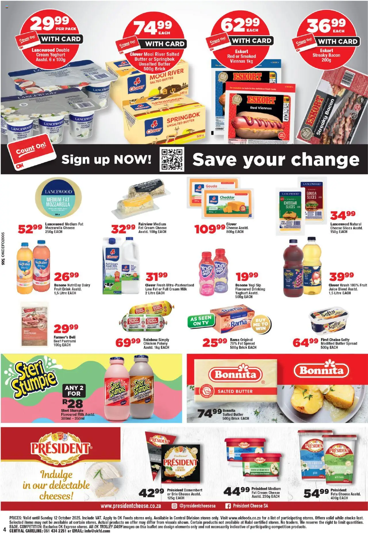 New OK Foods catalogue – valid from 24.09.2025 | Page: 4 | Products: Milk, Juice, Chicken, Máscara de pestañas