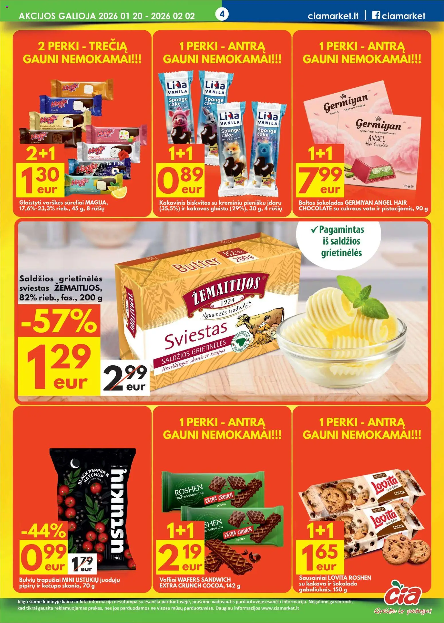 ČIA MARKET akcijos nuo 20.01.2026 | Puslapis: 4 | Prekių: Sausainiai, Kvapas, Šokoladas, Vafliai