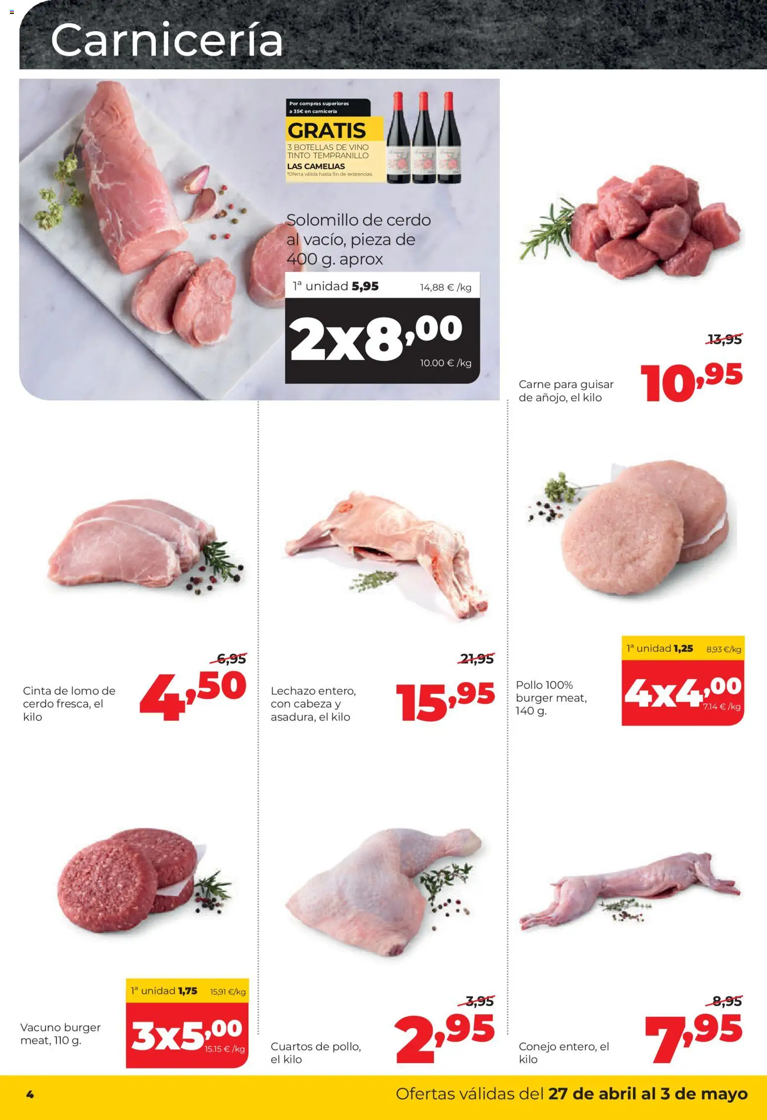 Alimerka folleto Castilla y León │ válido desde el 27.04.2026 | Página: 4 | Productos: Solomillo de cerdo, Vino, Cerdo