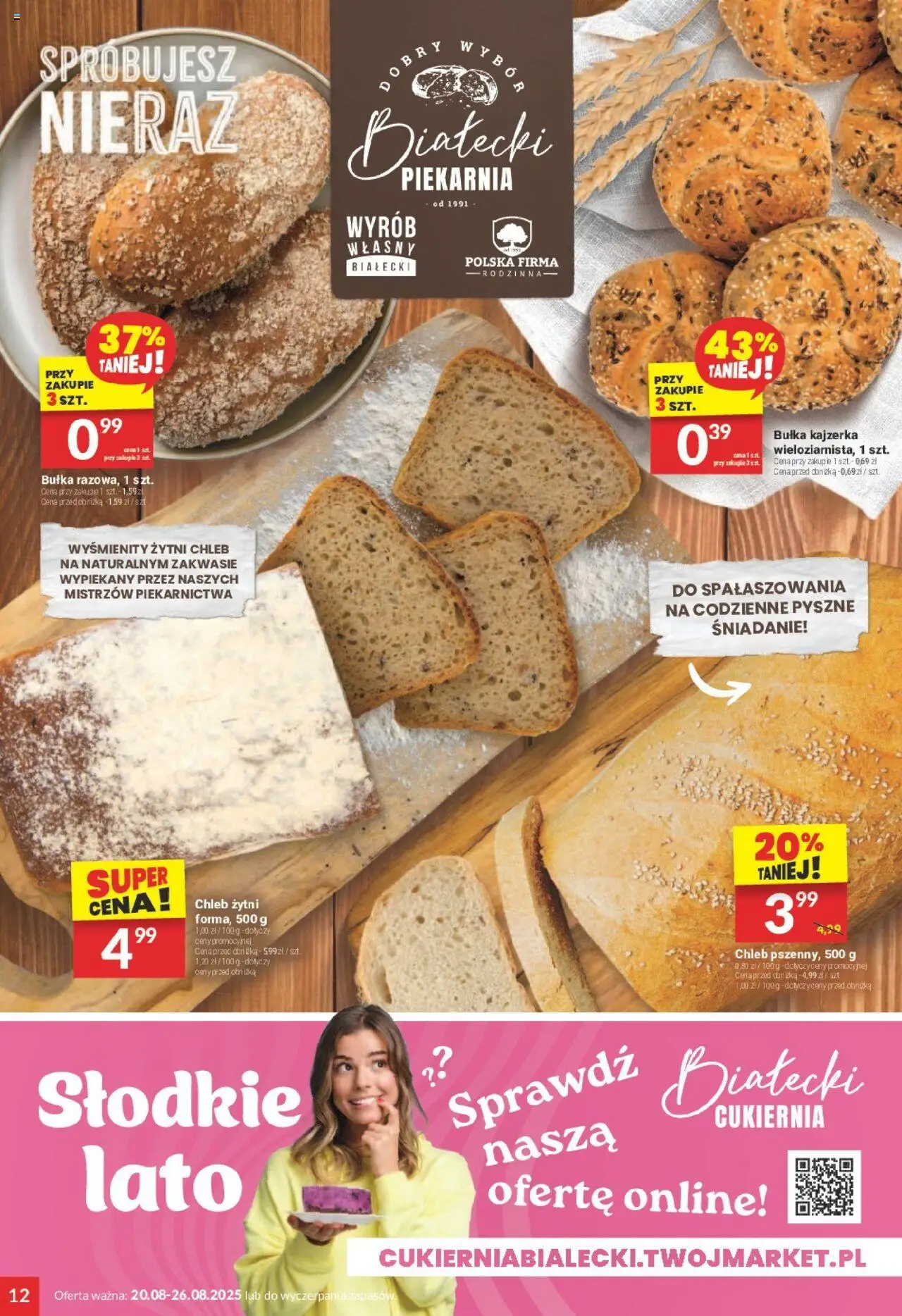 Twój Market Gazetka od 20.08.2025 | Strona: 12 | Produkty: Chleb żytni, Piekarnia, Bułka, Chleb