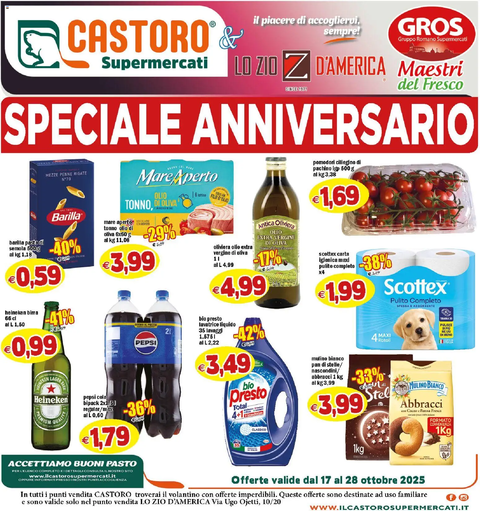 Volantino Il Castoro del 17.10.2025 | Pagina: 1 | Prodotti: Olio, Cacao, Heineken, Pepsi