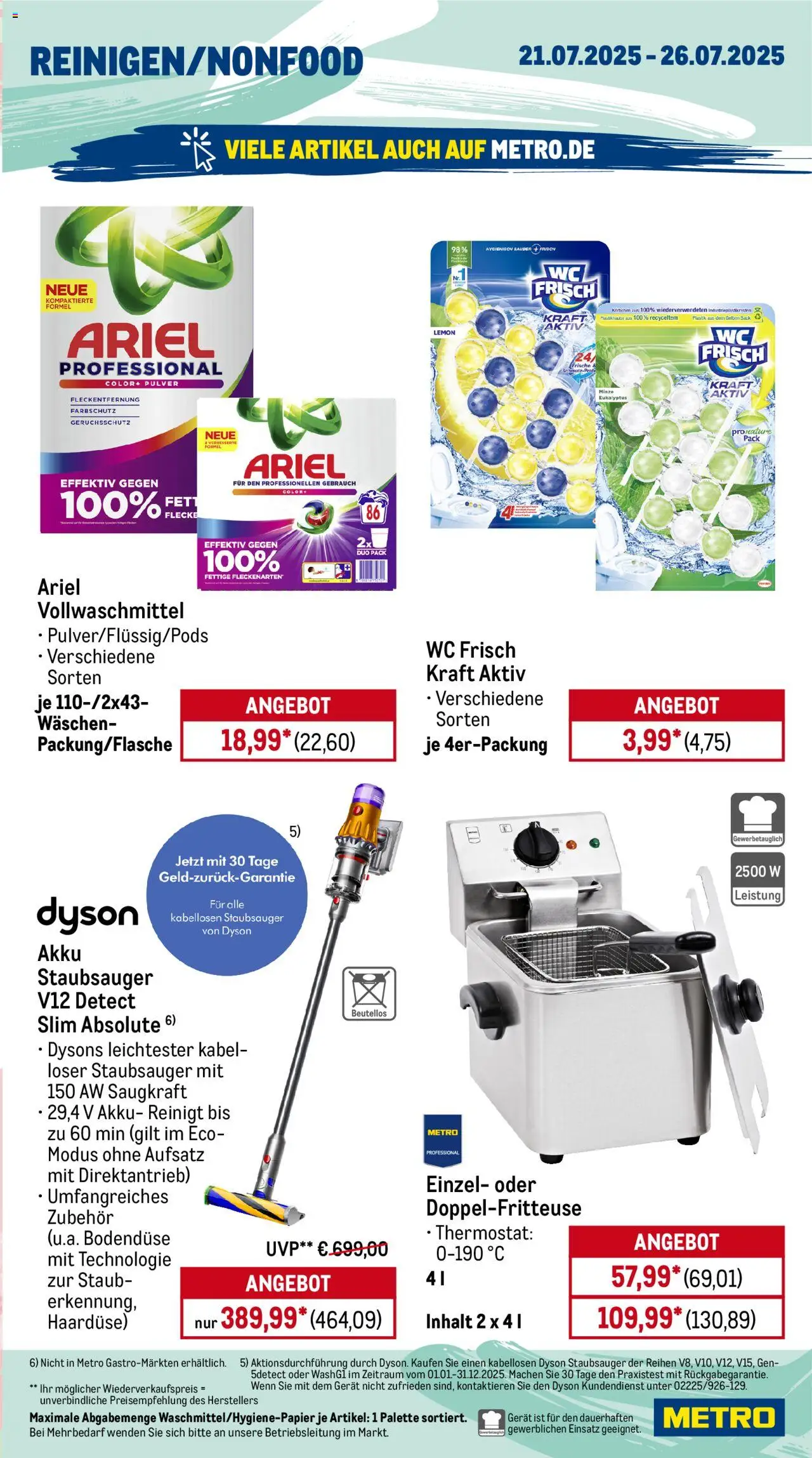 Metro Wochen-Angebote Gastro - gültig ab dem 21.07.2025 | Seite: 17 | Produkte: Kabel, Dyson, Staubsauger, Ariel