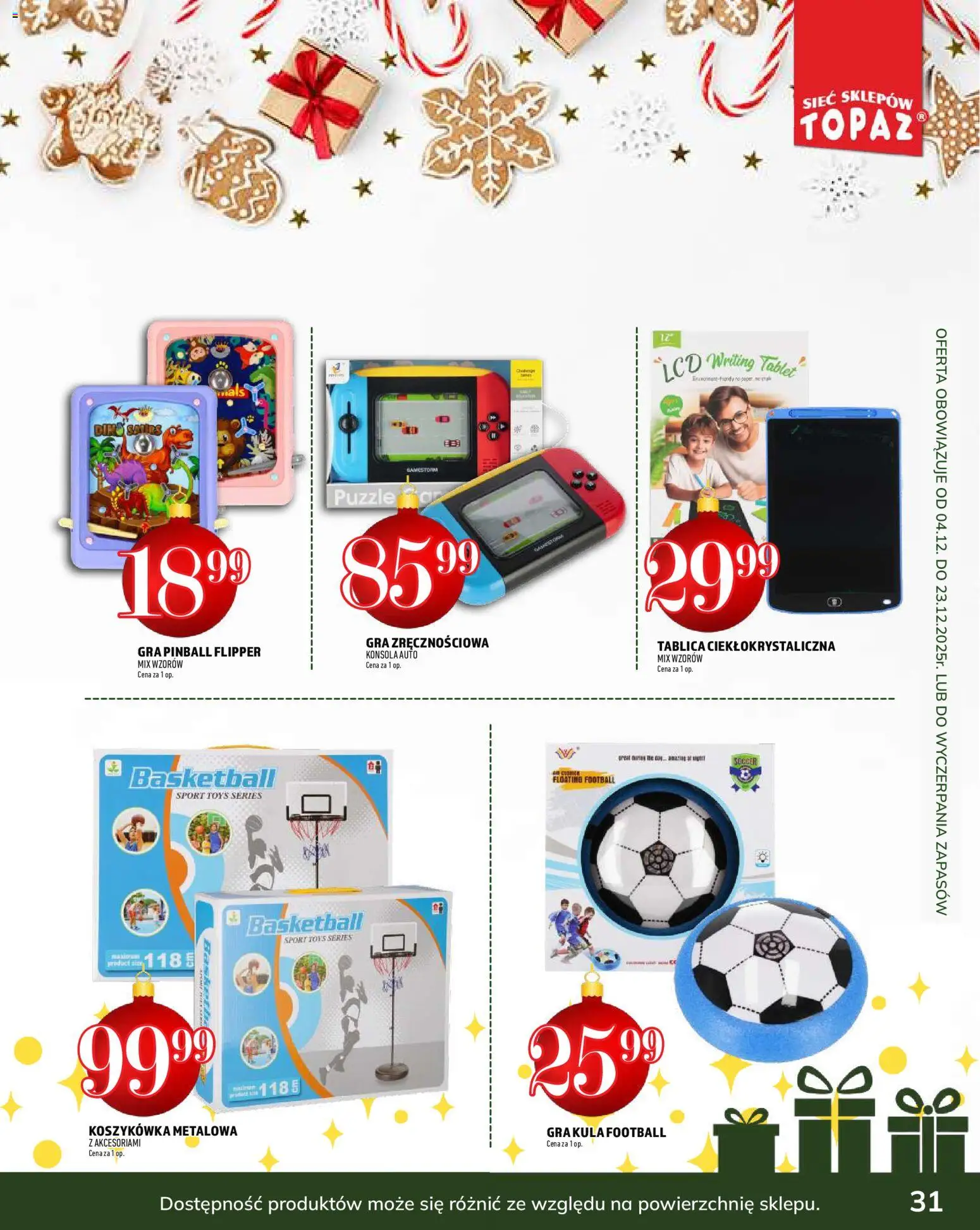 Topaz Gazetka - Podaruj dobre chwile od 04.12.2025 | Strona: 31 | Produkty: Tablet, Gra, Konsola