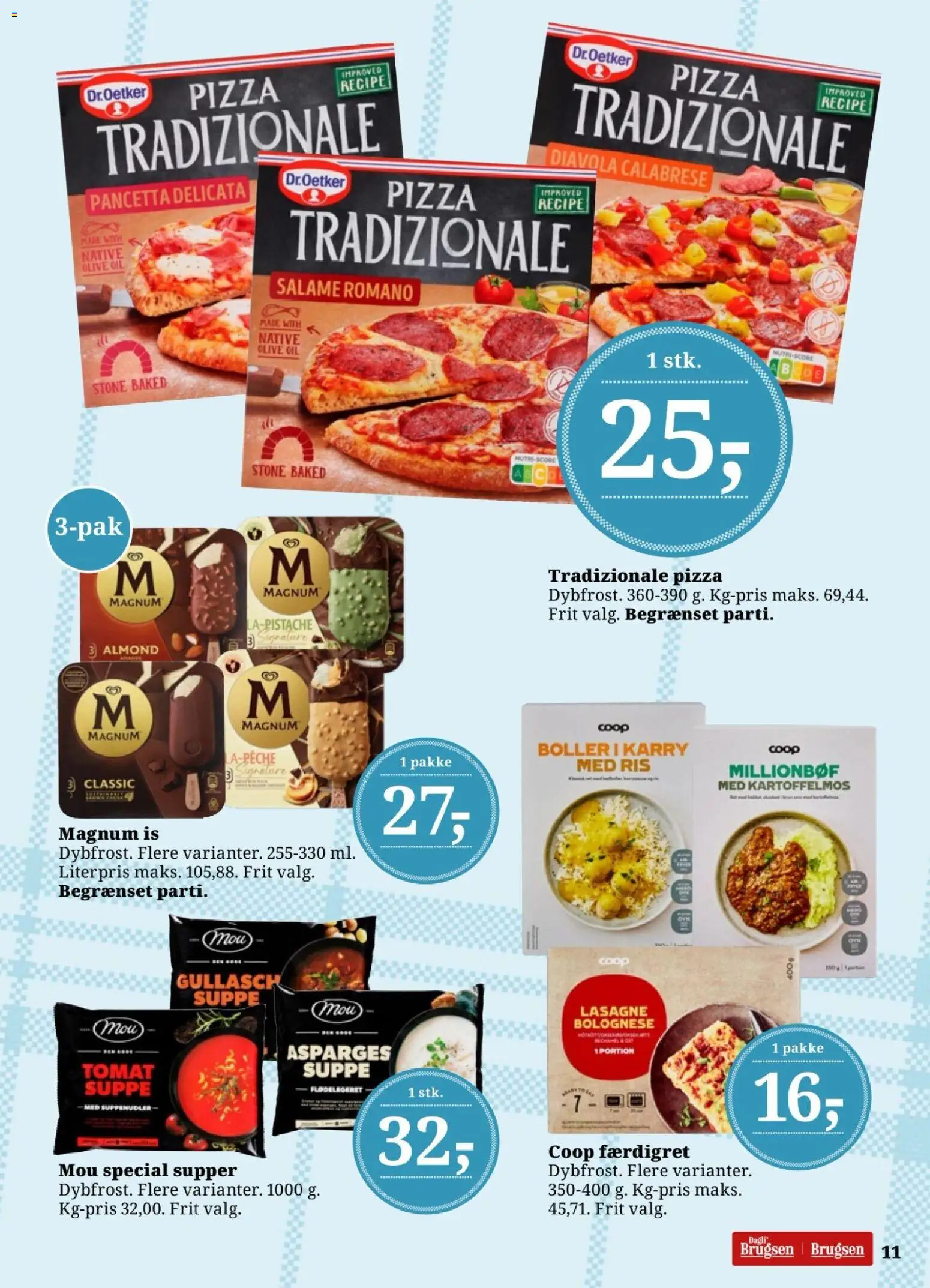 Dagli'Brugsen tilbudsavis – gyldig fra 27.02.2026 | Side: 11 | Produkter: Pizza, Ris, Is, Suppe