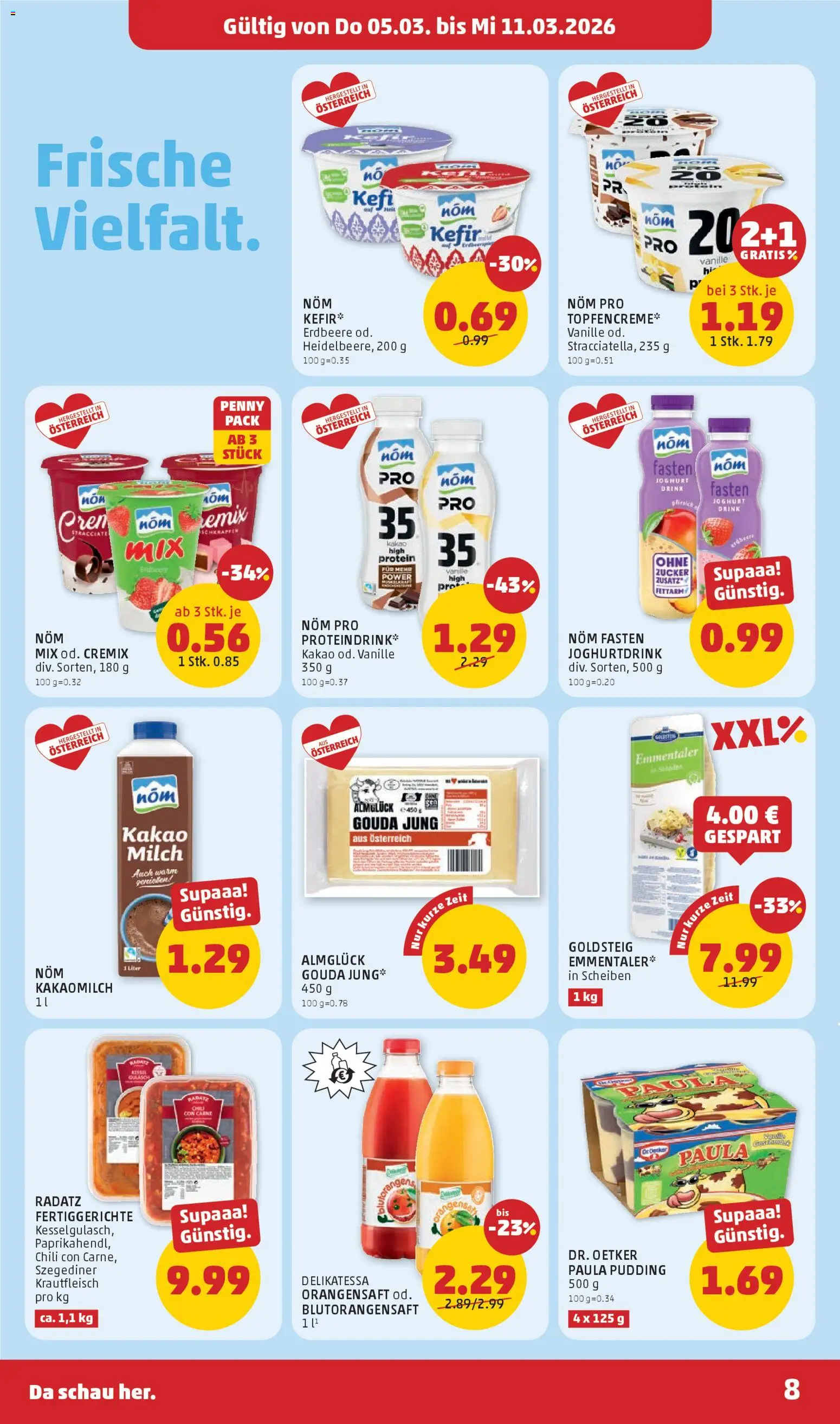 Penny Markt - Flugblatt gültig ab 05.03.2026 | Seite: 8 | Produkte: Zucker, Fertiggerichte, Chili, Joghurt