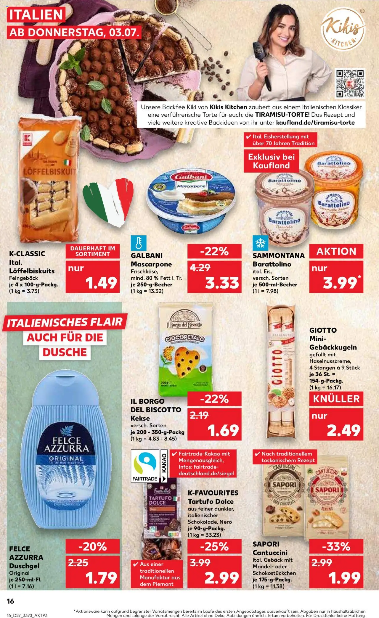 Kaufland Prospekt 	 - gültig ab dem 03.07.2025 | Seite: 16 | Produkte: Mascarpone, Dusche, Duschgel, Kekse