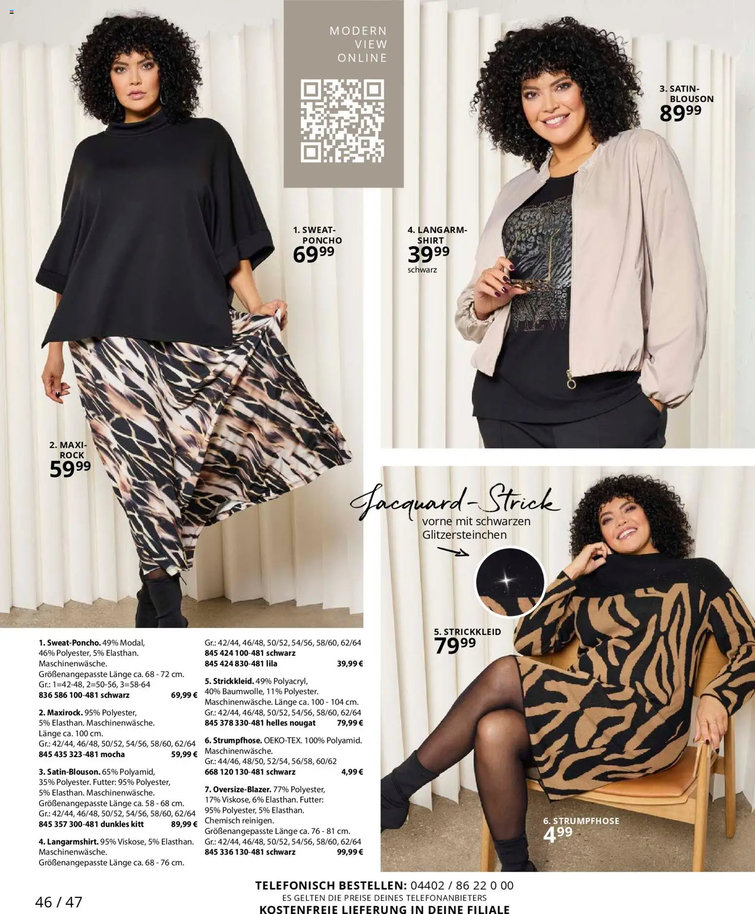 Ulla Popken Prospekt 	 – gültig ab 01.01.2026 | Seite: 46 | Produkte: Shirt, Poncho, Rock, Strumpfhose