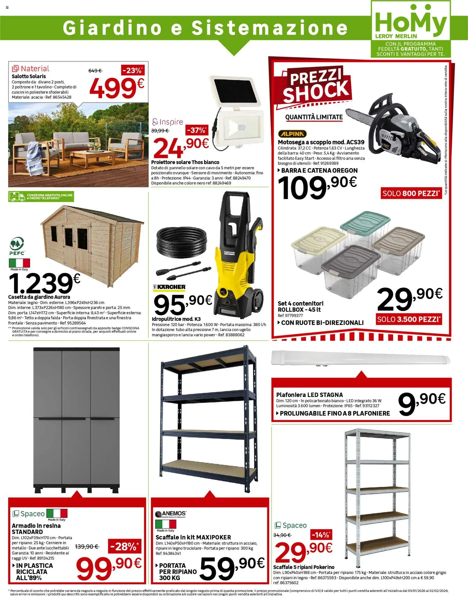 Volantino Leroy Merlin del 05.01.2026 | Pagina: 11 | Prodotti: Tavolino, Tubo, Motosega, Cavo