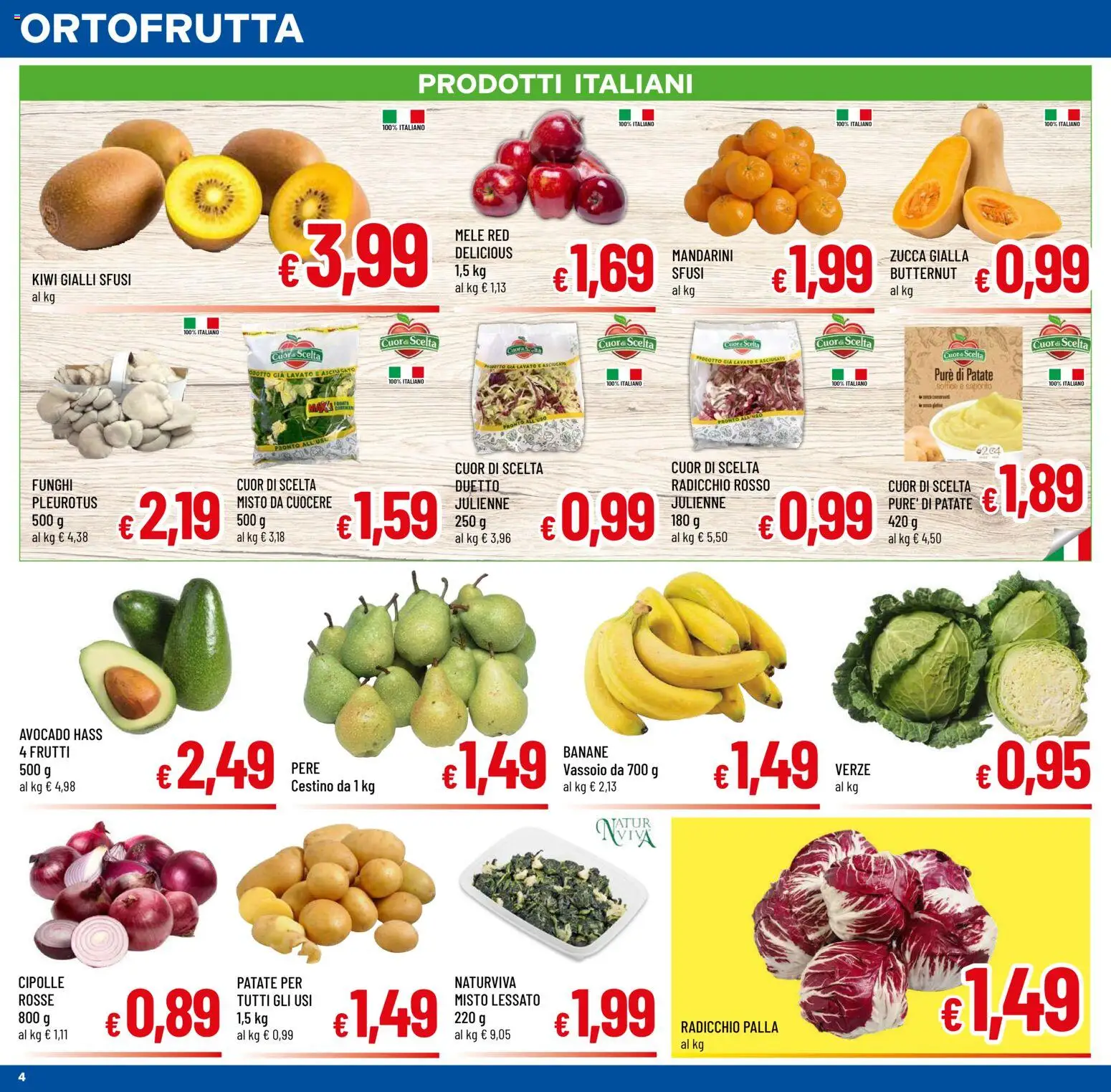 Volantino A&O del 02.01.2026 | Pagina: 4 | Prodotti: Kiwi, Cipolle, Funghi, Zucca