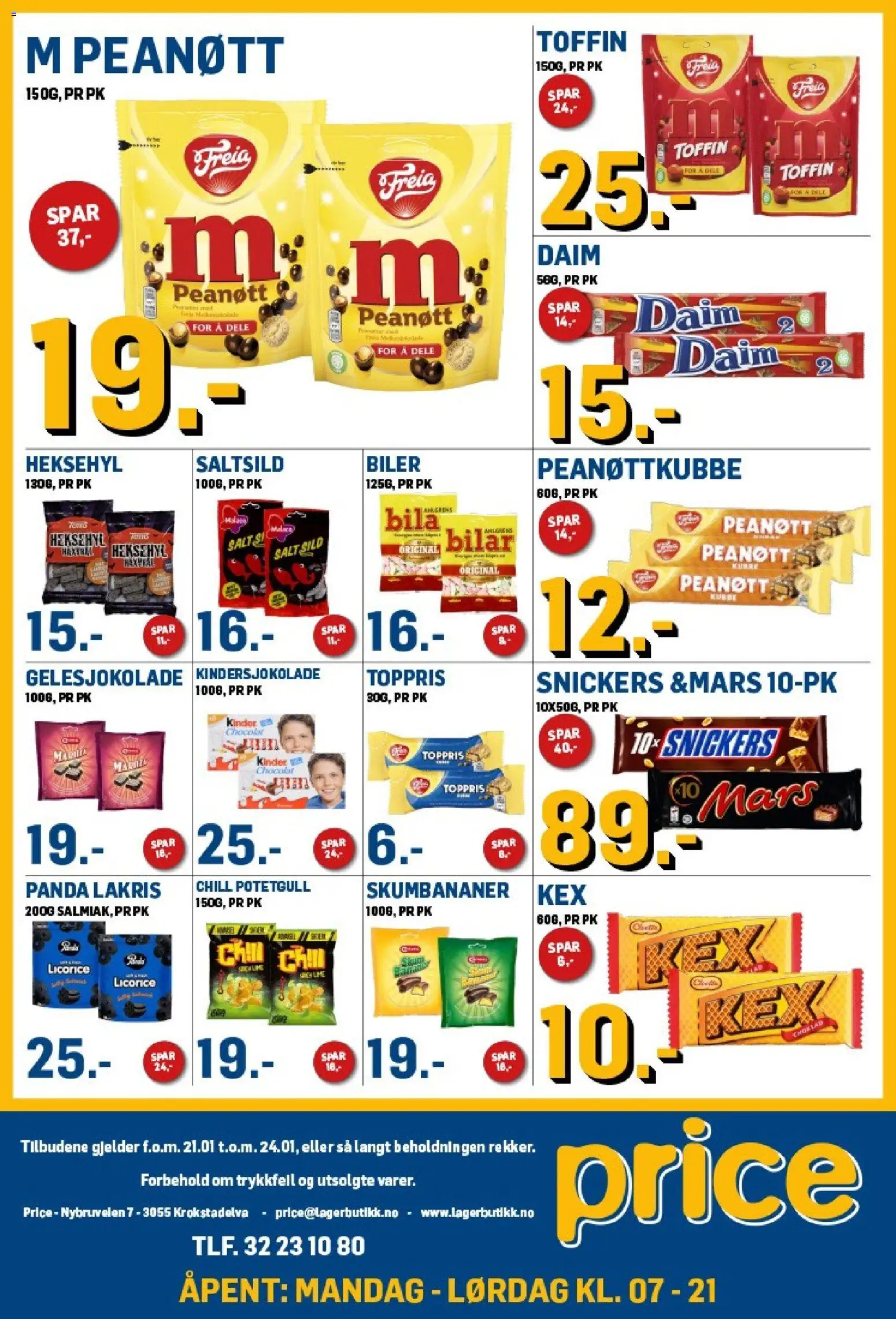 {H1} | Side: 7 | Produkter: Potetgull, Lakris, Tejp