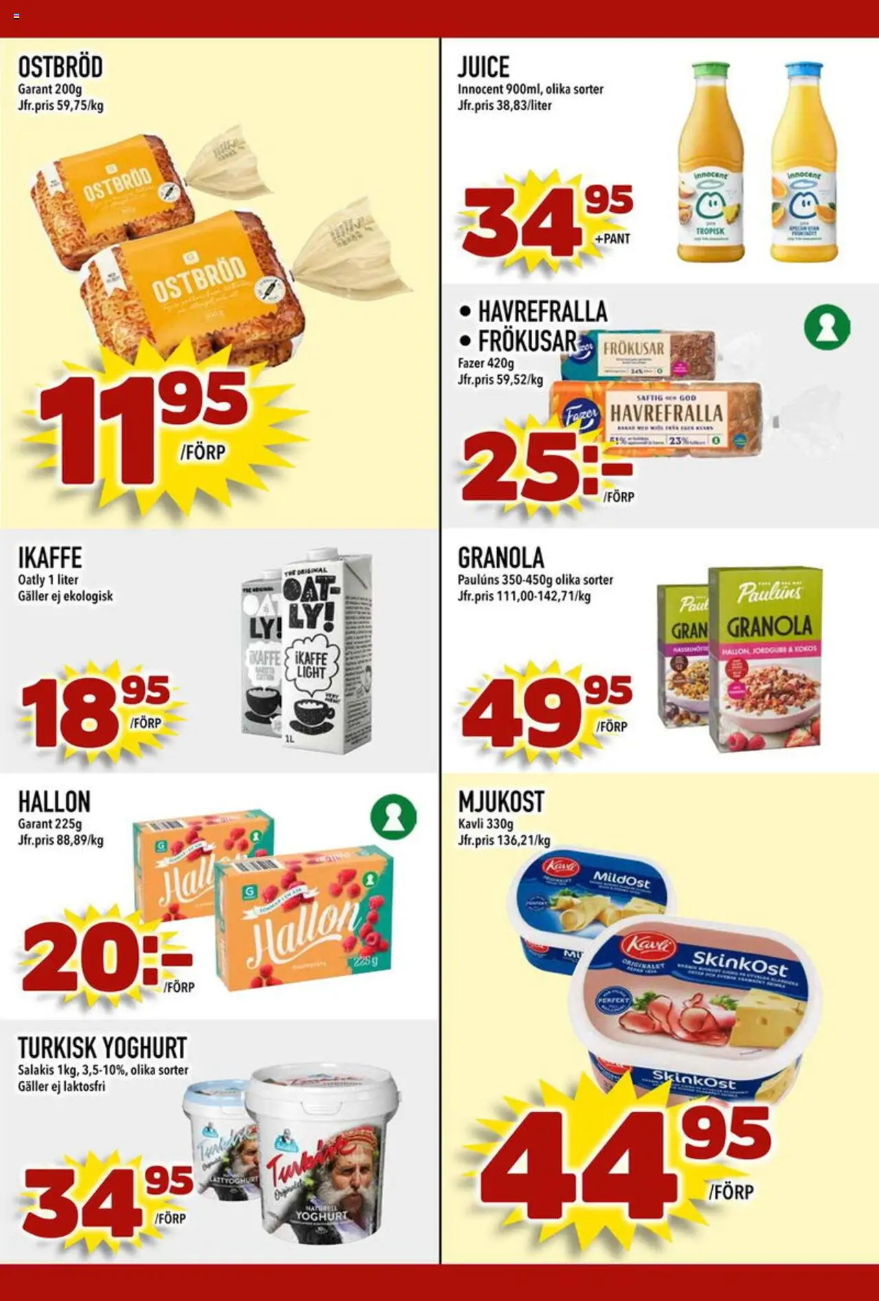 Din Mat reklamblad aktuell från 18.08.2025 | Sida: 4 | Produkter: Galler, Yoghurt, Juice, Mjukost