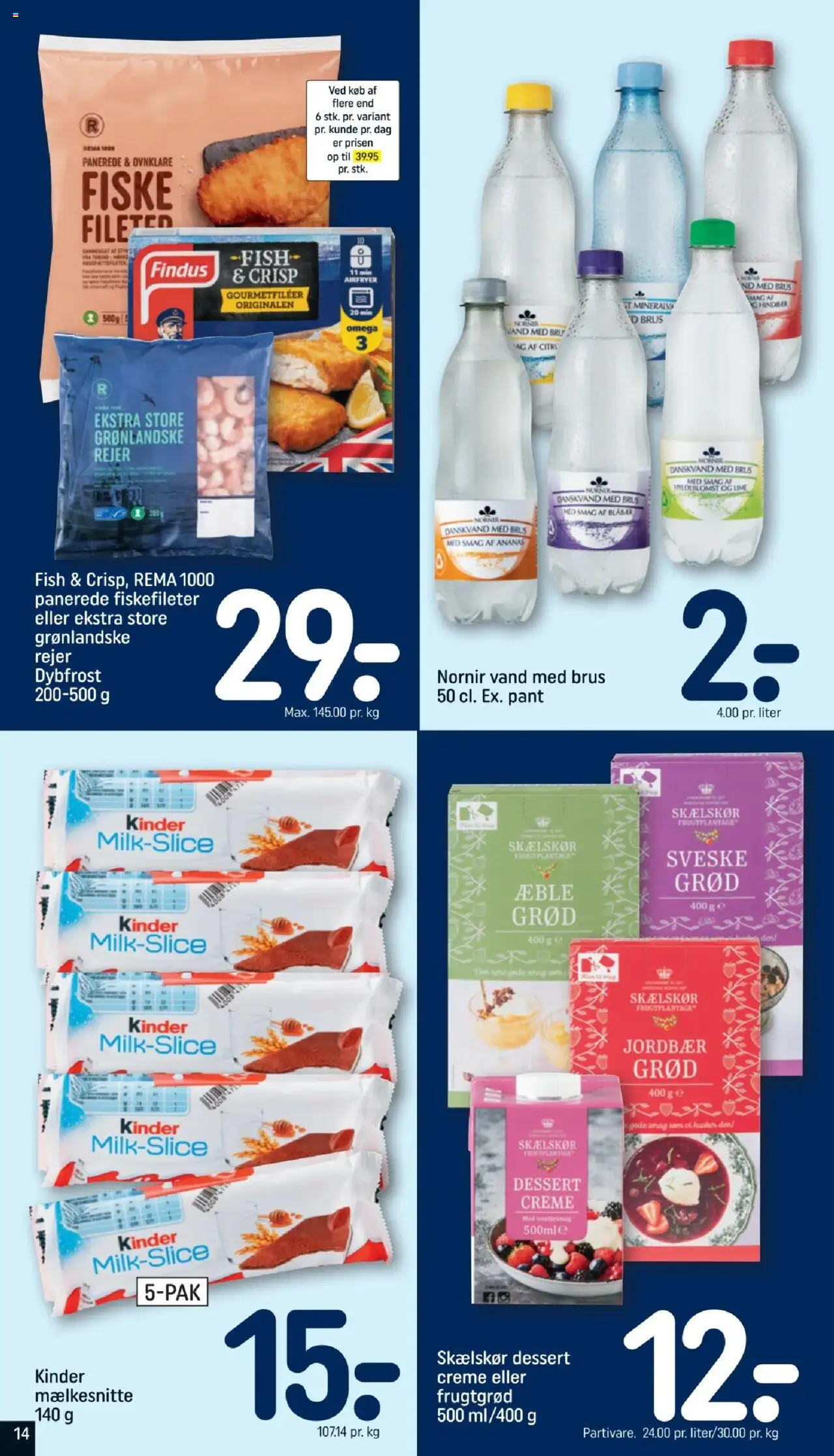 Rema 1000 Tilbudsavis gyldig fra 10.08.2025 | Side: 14 | Produkter: Blåbær, Ananas, Rejer, Søm