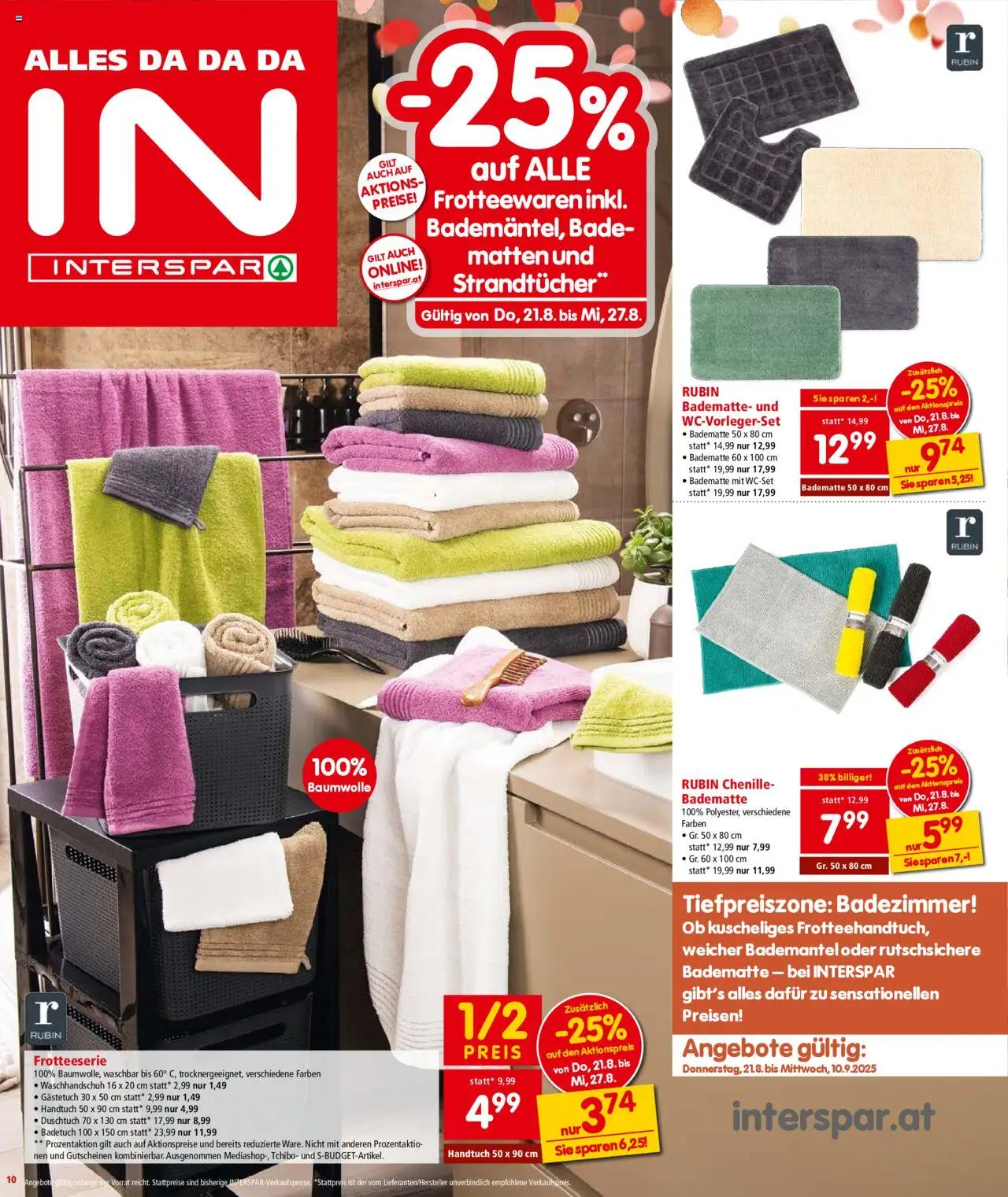 Interspar Flugblatt - Wien gültig ab 21.08.2025 | Seite: 10 | Produkte: Bademantel