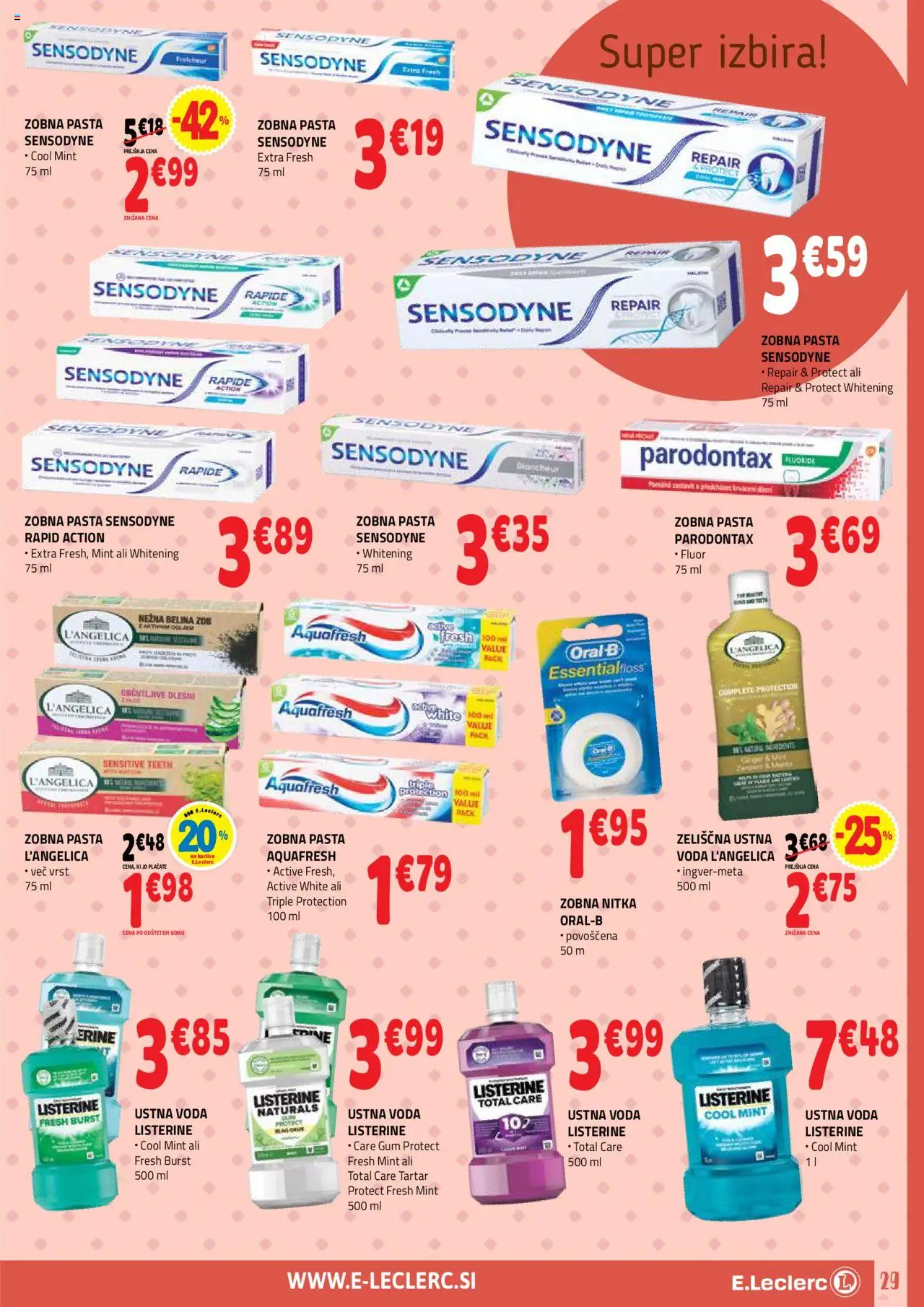 Novi E.leclerc katalog ponudbe – veljaven od 10.09.2025 | Stran: 29 | Izdelki: Zobna pasta, Voda