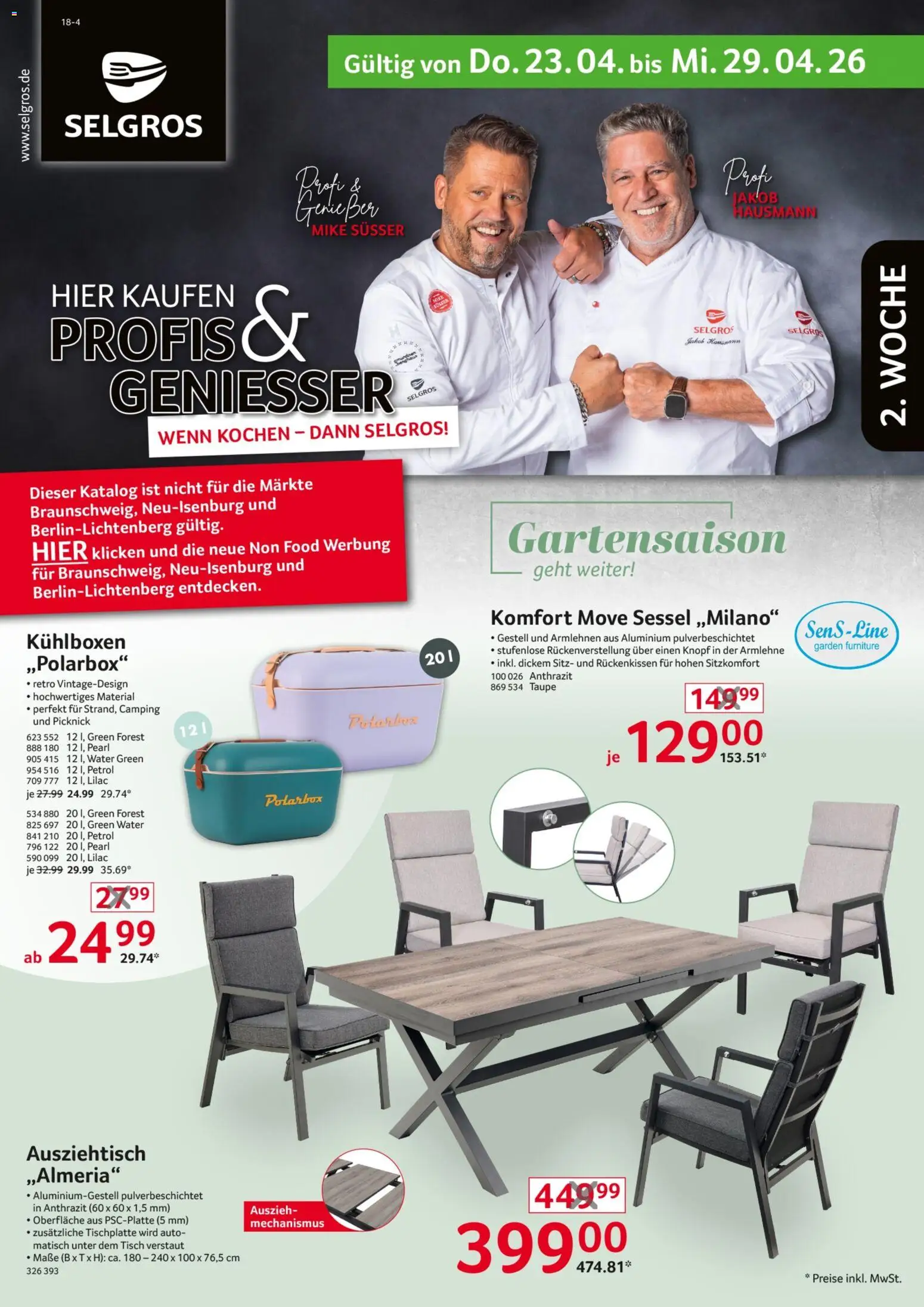 Selgros Non Food – gültig ab 23.04.2026 | Seite: 1 | Produkte: Sessel, Tisch