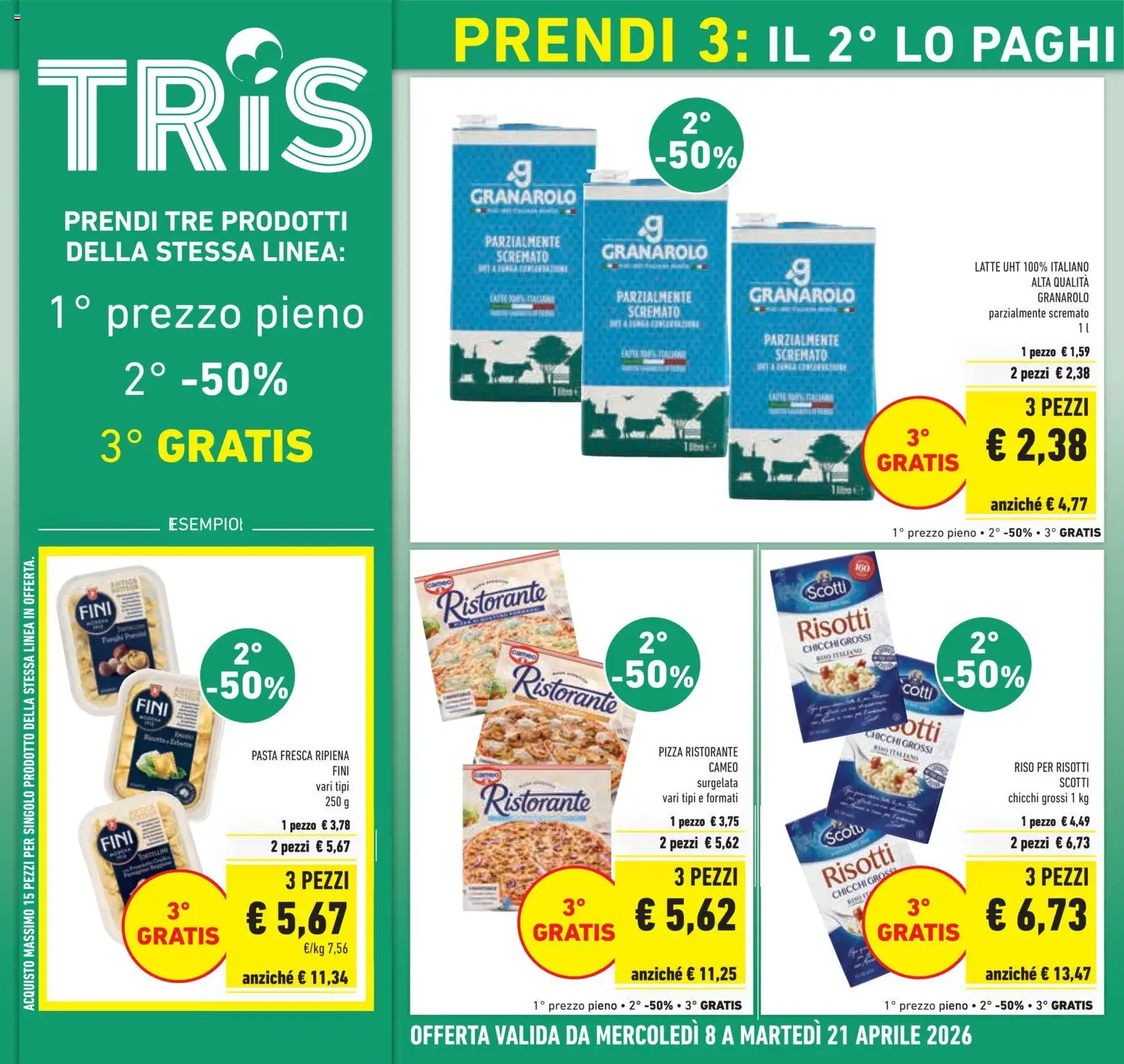 Volantino Conad del 08.04.2026 | Pagina: 2 | Prodotti: Pizza, Riso, Latte, Pasta