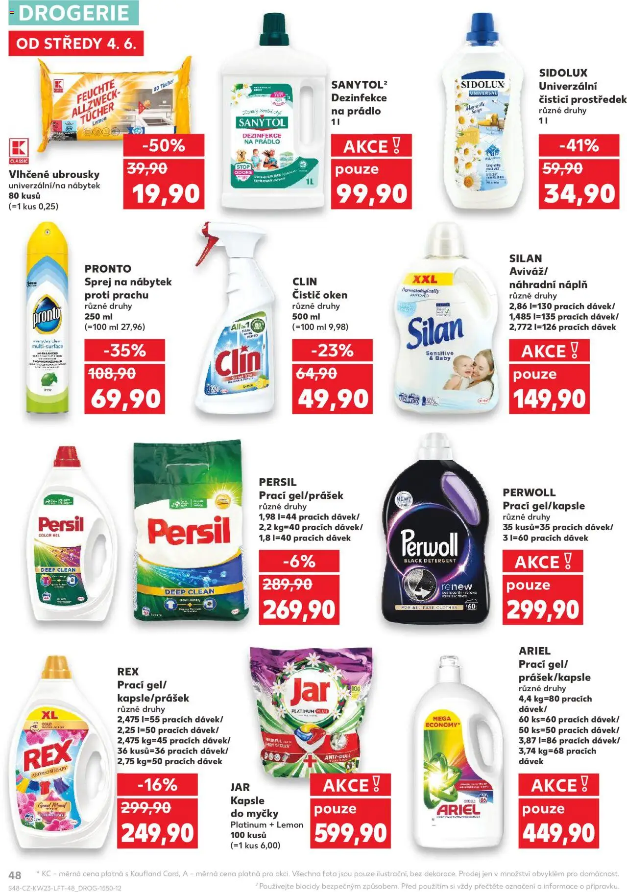 Kaufland leták - Praha 8 od 04.06.2025 | Strana: 48 | Produkty: Clin, Ubrousky, Kapsle do myčky, Čistič oken