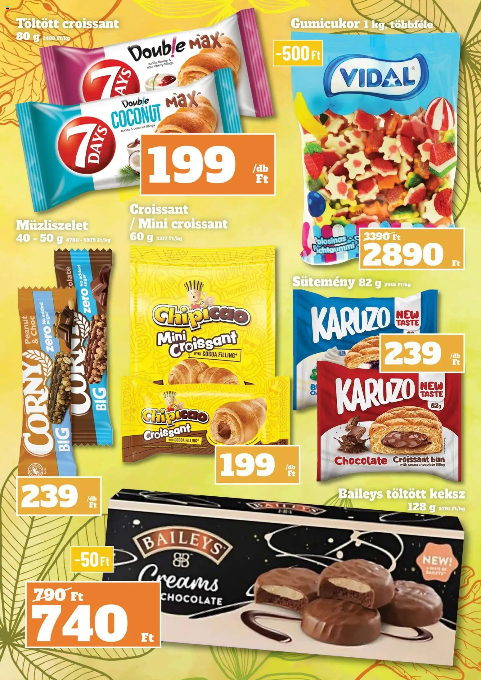Family Diszkont akciós ujság - amely érvényes a következő dátumtól: 24.10.2025 | Oldal: 2 | Termékek: Croissant, Gumicukor, Müzliszelet, Sütemény
