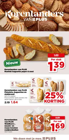 Korenlanders van PLUS Rustiek baguette peper & zout, Rustiek baguette with pepper and salt. - Voorbeeld van een folder van Plus, geldig van 11.03.2026 | Pagina: 18