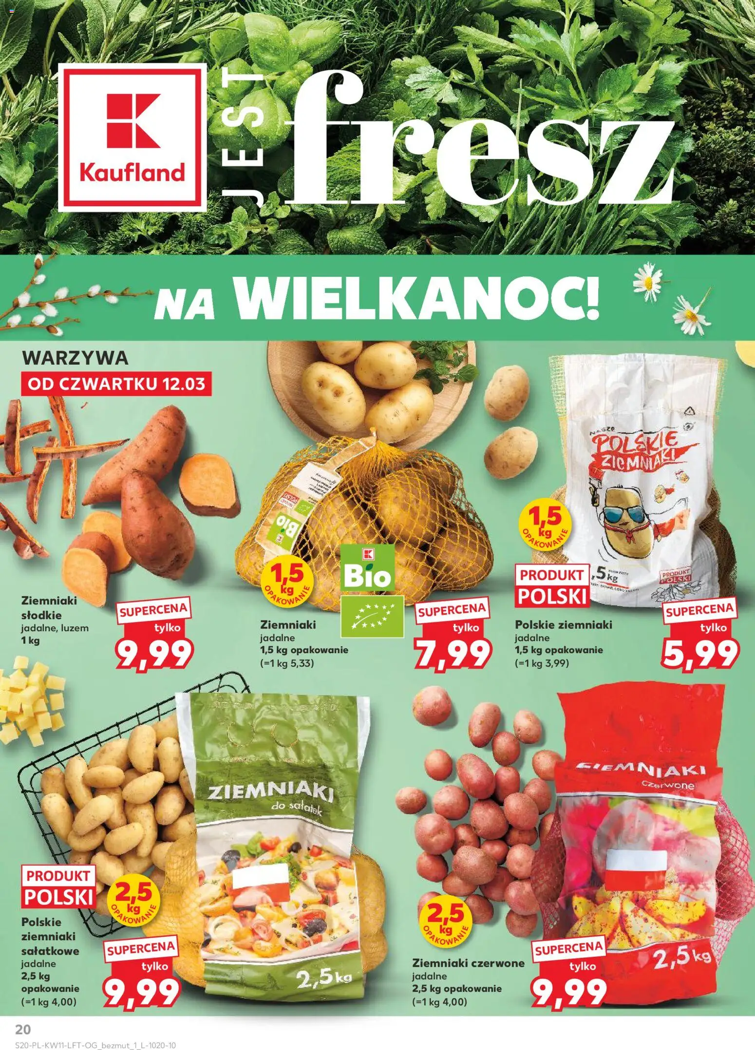 Kaufland gazetka od 12.03.2026 | Strona: 20 | Produkty: Ziemniaki, Warzywa