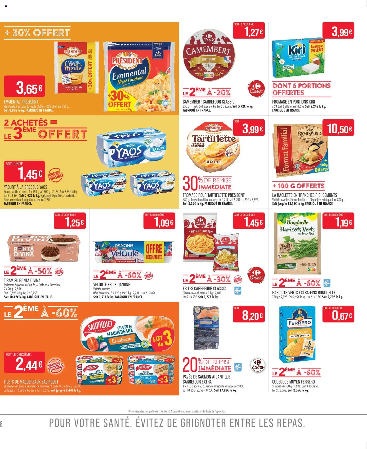 {H1} | Page: 8 | Produits: Emmental, Yaourt à La Grecque, Tartiflette, Moutarde