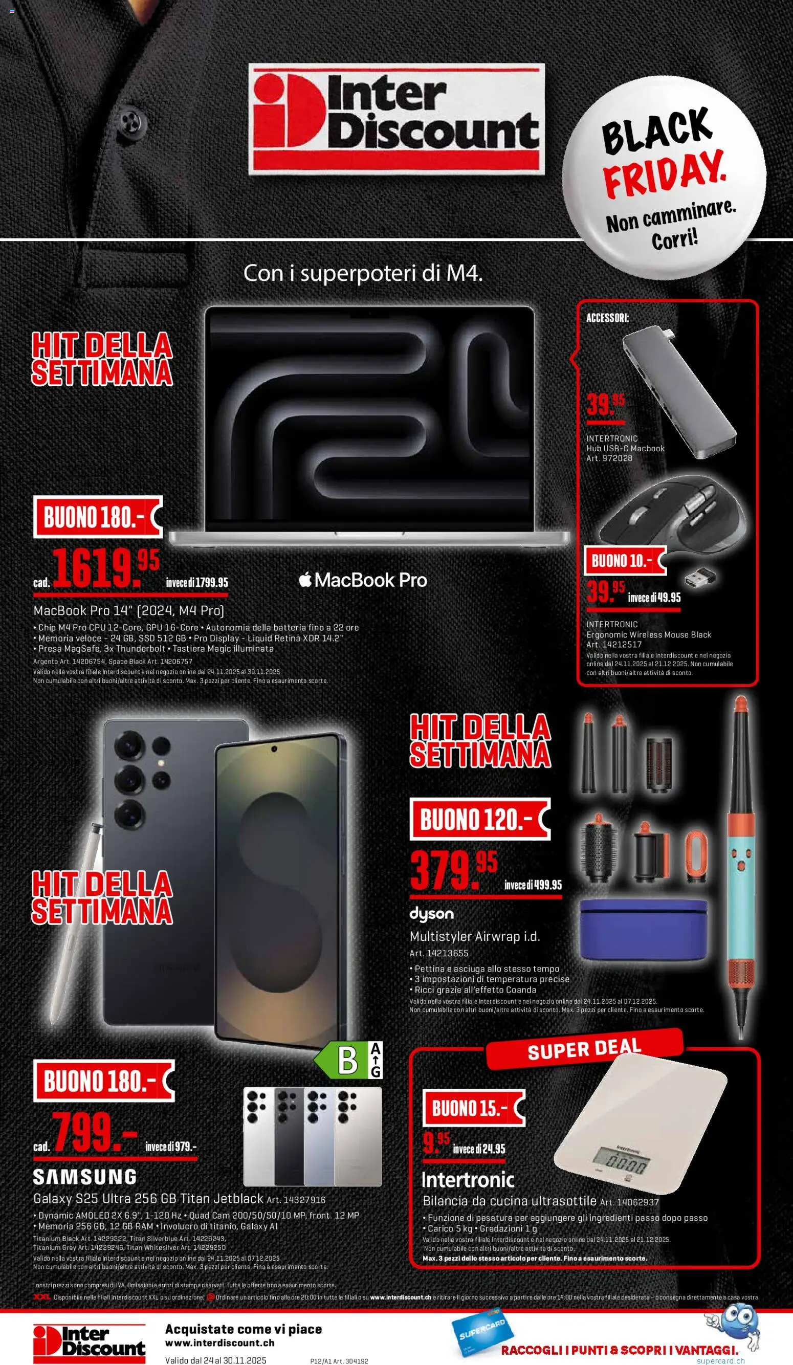 Interdiscount Black Friday IT – gültig ab 24.11.2025 | Seite: 24 | Produkte: Samsung, Macbook, Dyson