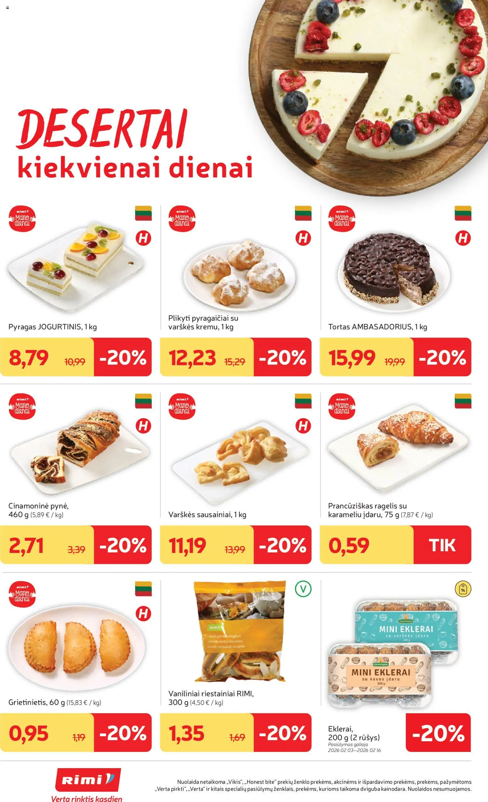 Rimi akcijos nuo 03.02.2026 | Puslapis: 14 | Prekių: Tortas, Pyragas