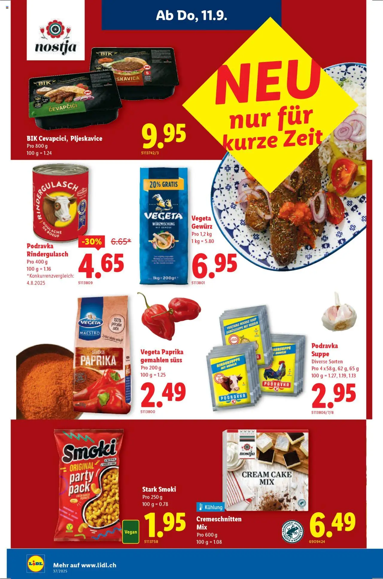 Lidl Aktionen – gültig ab 11.09.2025 | Seite: 14 | Produkte: Cevapcici, Nudeln