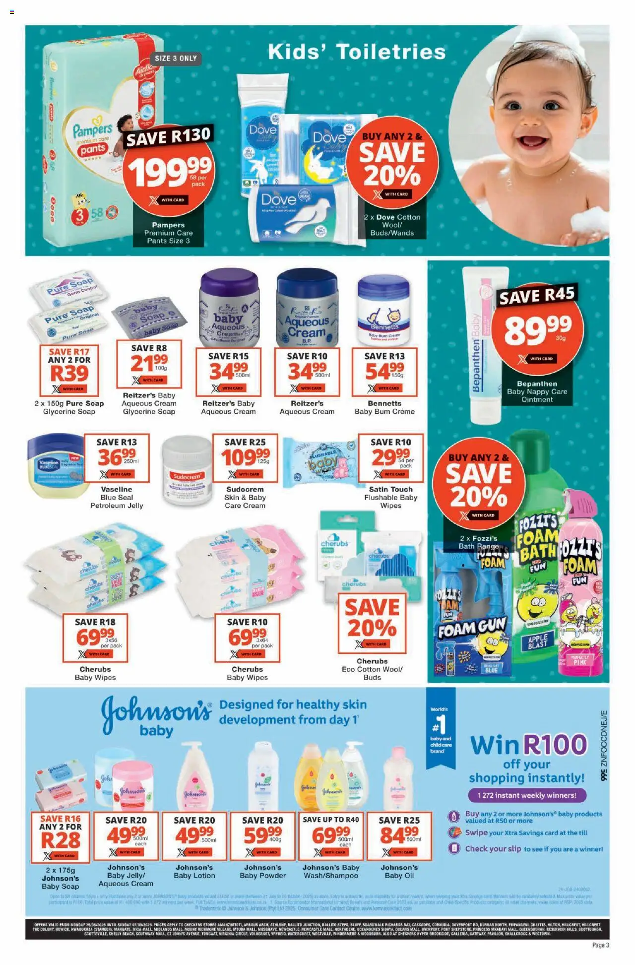 Checkers KwaZulu-Natal - Baby Promotion │ valid from 25.08.2025 | Page: 3 | Products: Data, Pants, Powder, Cream
