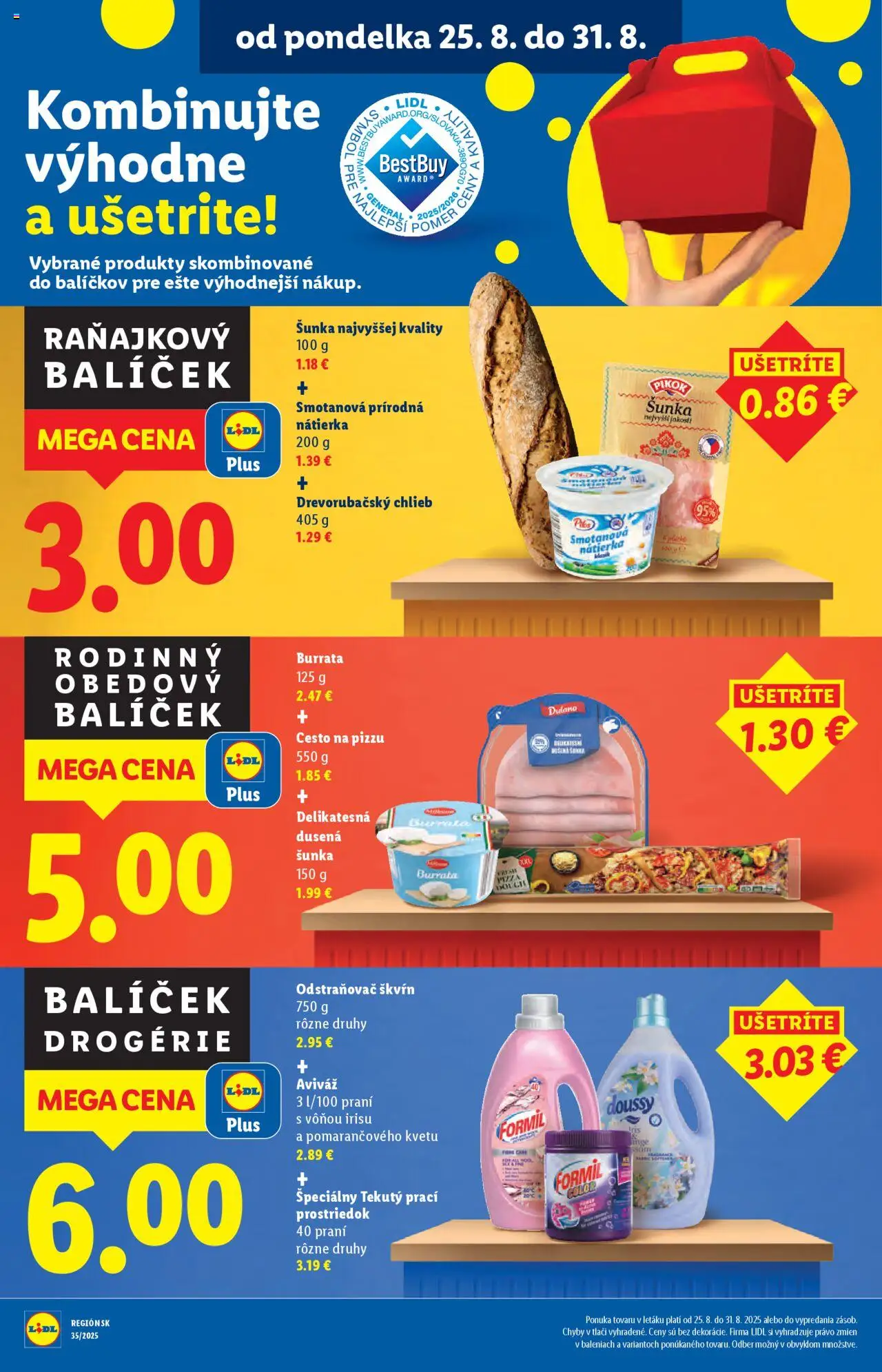Lidl leták │ platný od 25.08.2025 | Strana: 9 | Produkty: Chlieb, Šunka, Pizza, Aviváž