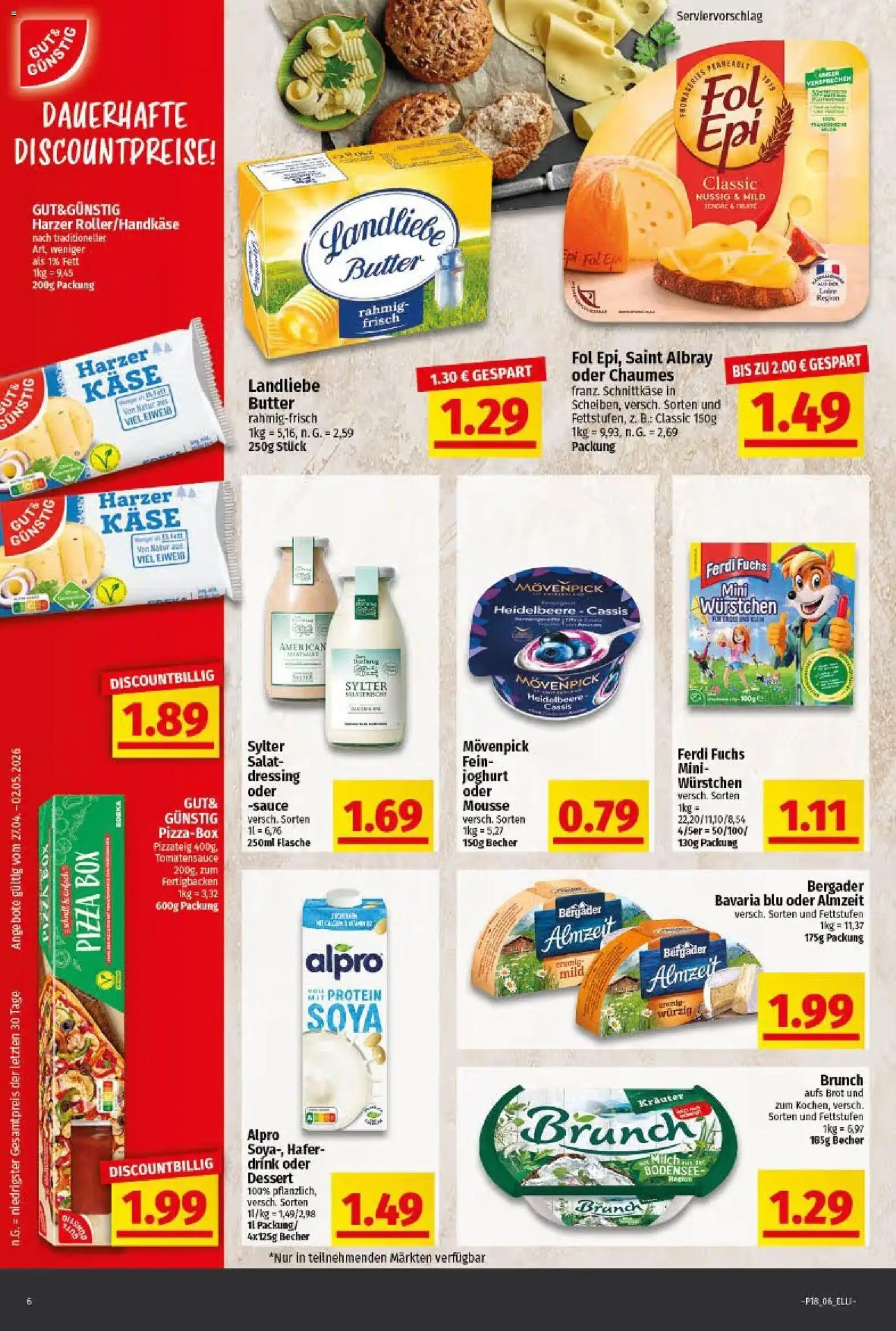 Elli Markt Prospekt Gütersloh – gültig ab 27.04.2026 | Seite: 6 | Produkte: Butter, Käse, Brot, Salat