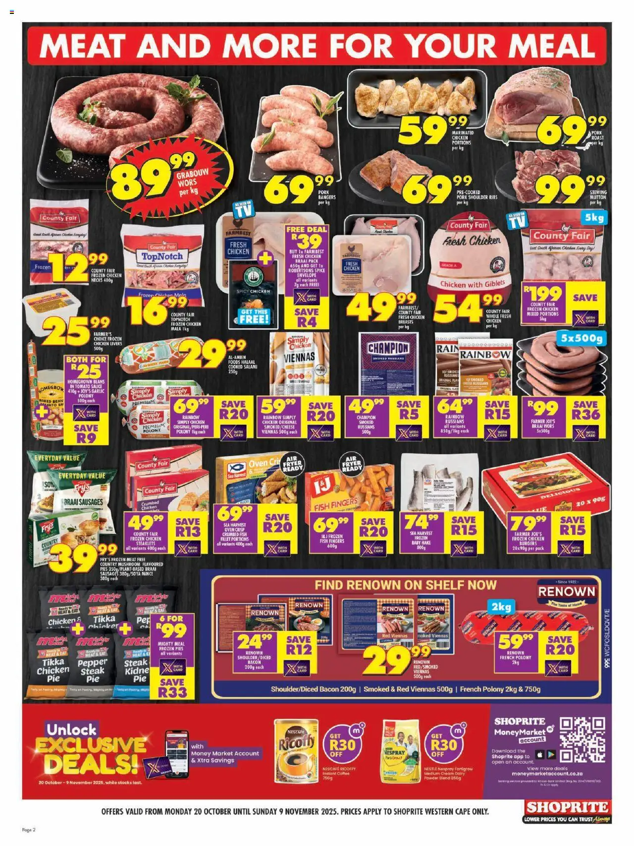 New Shoprite catalogue – valid from 20.10.2025 | Page: 2 | Products: Shelf, Coffee, Sauce, Pepper