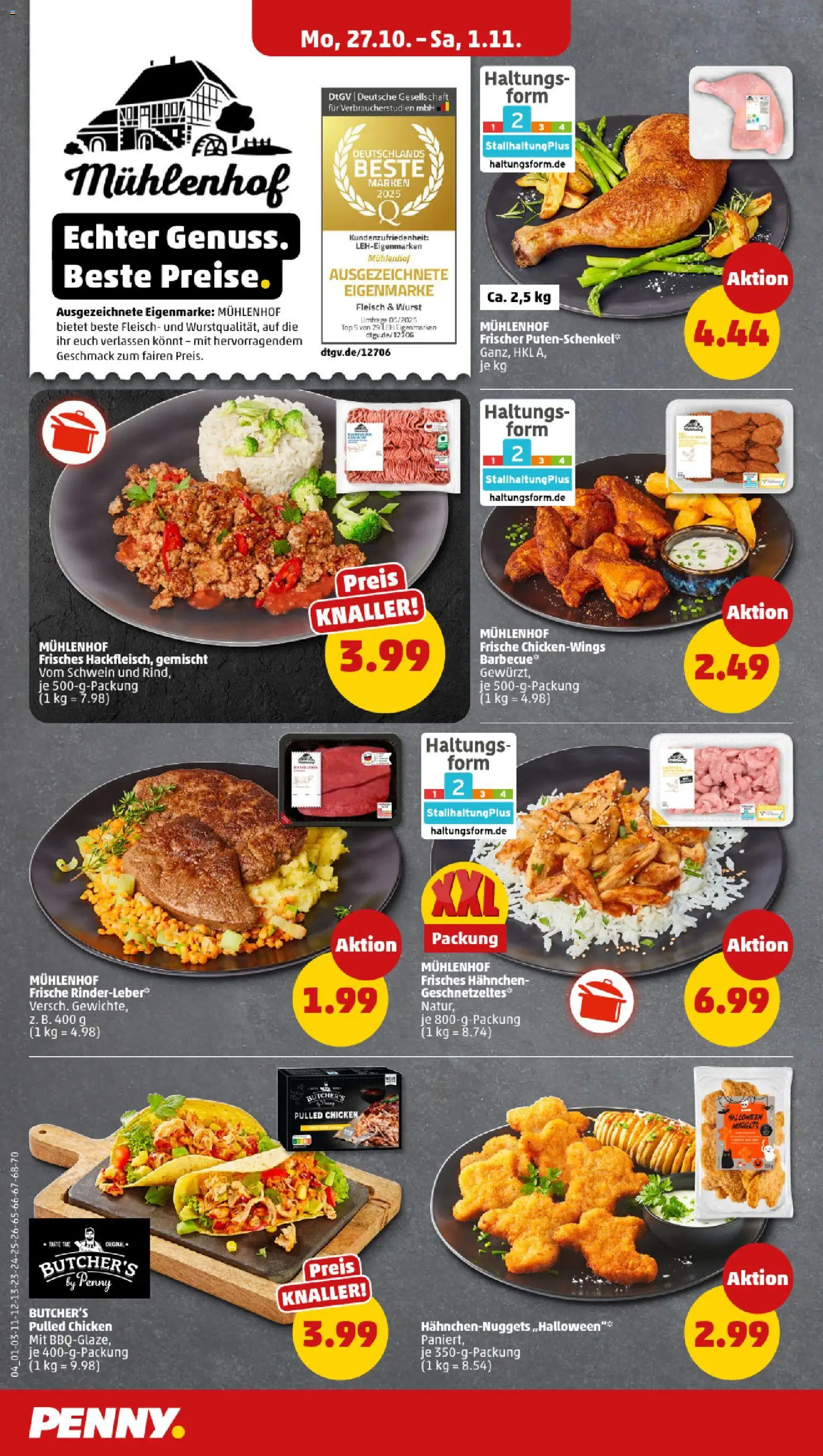 Penny Prospekt 	 – gültig ab 27.10.2025 | Seite: 6 | Produkte: Hahnchen, Wurst, Fleisch