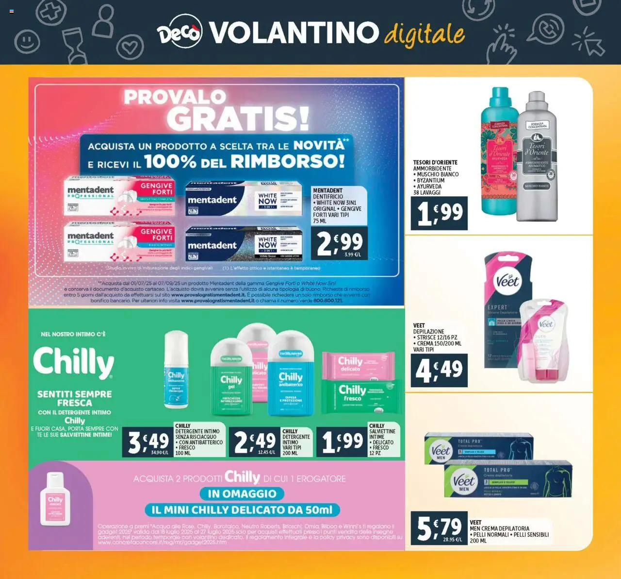 Volantino Decò del 18.07.2025 | Pagina: 28 | Prodotti: Ammorbidente, Detergente intimo, Tè, Intimo
