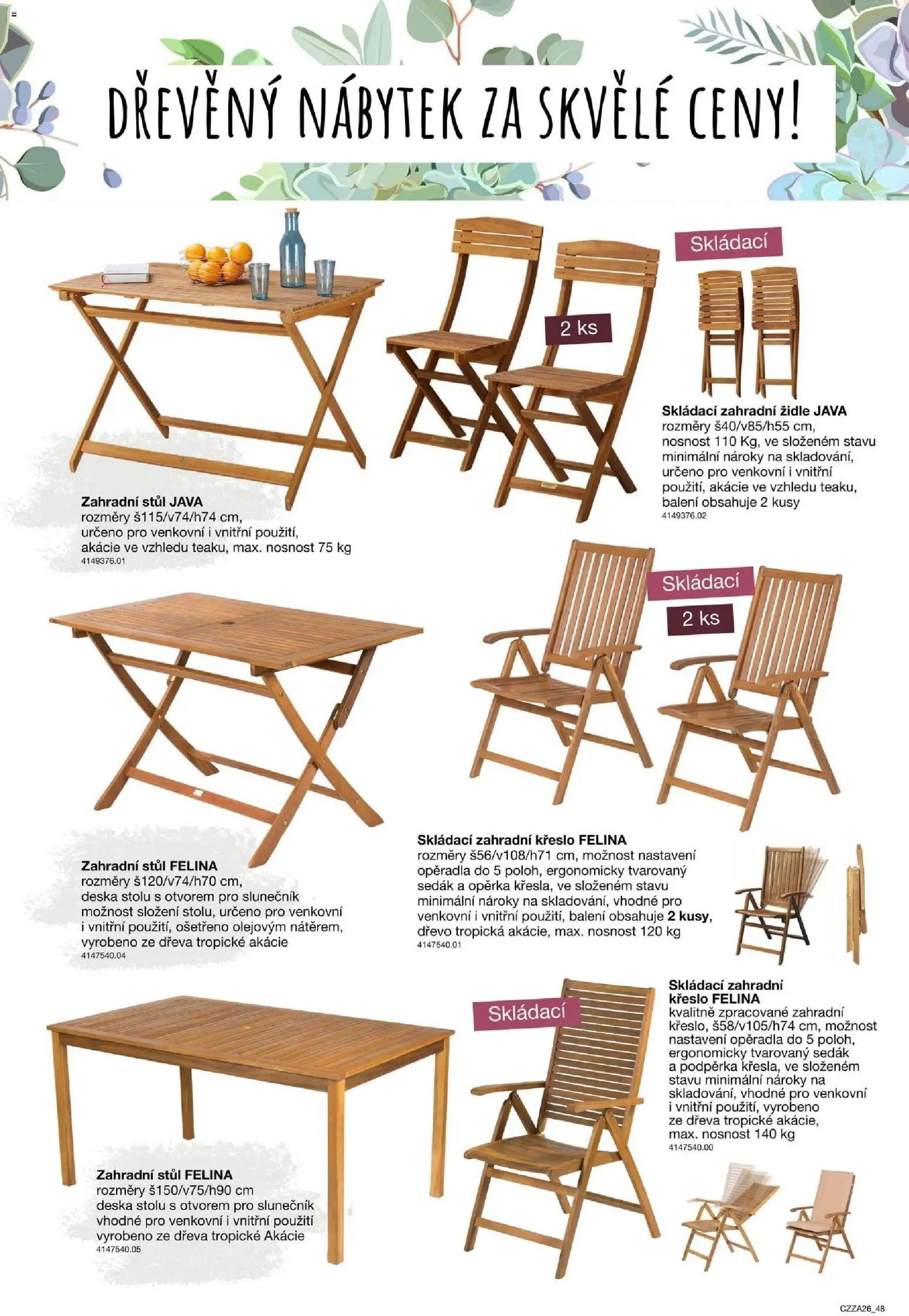 Sconto nábytek katalog - Zahradní speciál od 01.01.2026 | Strana: 48 | Produkty: Nábytek, Křeslo, Zahradní židle, Slunečník