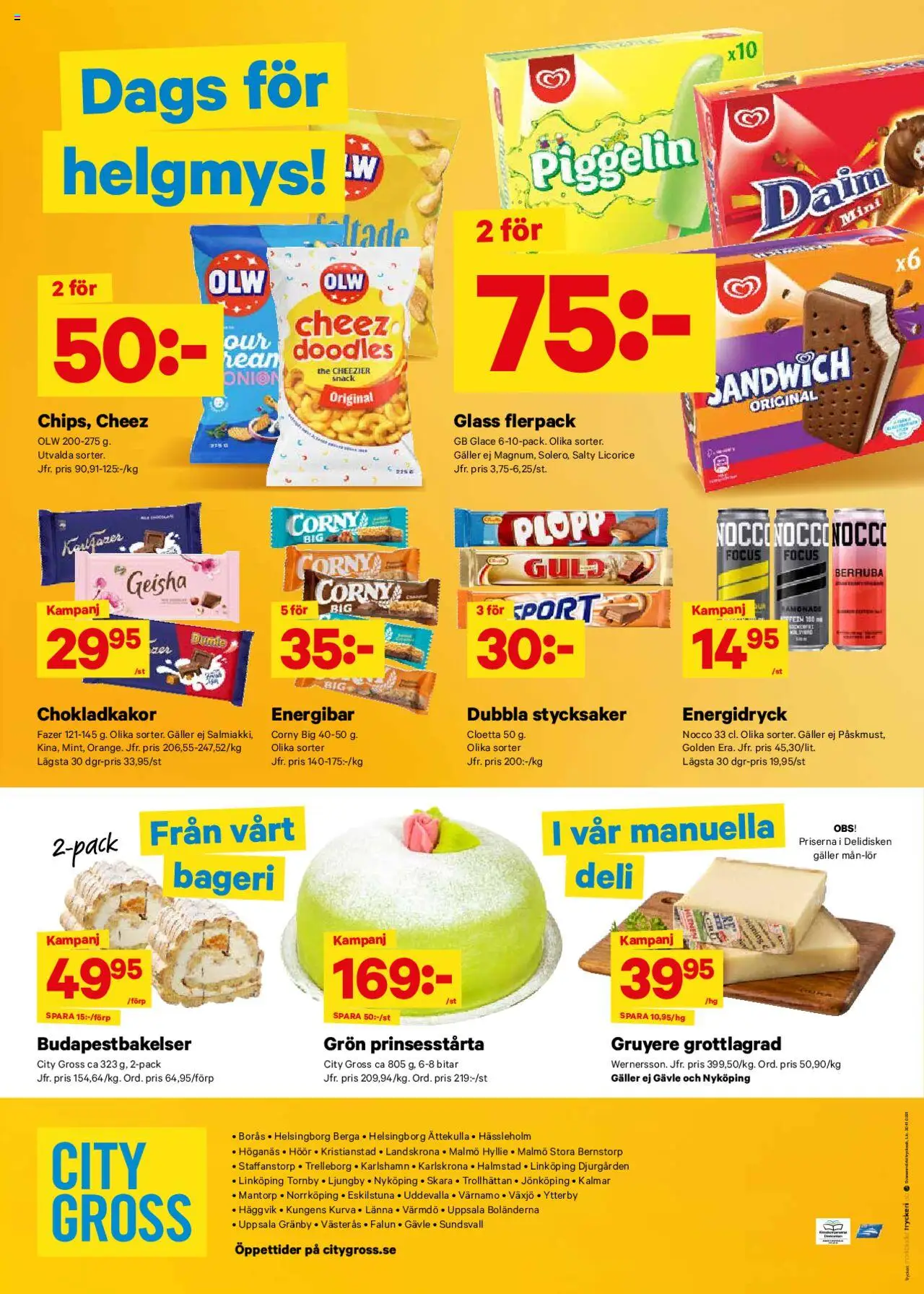 City Gross reklamblad aktuell från 28.07.2025 | Sida: 11 | Produkter: Sandwich, Galler, Energidryck, Glass