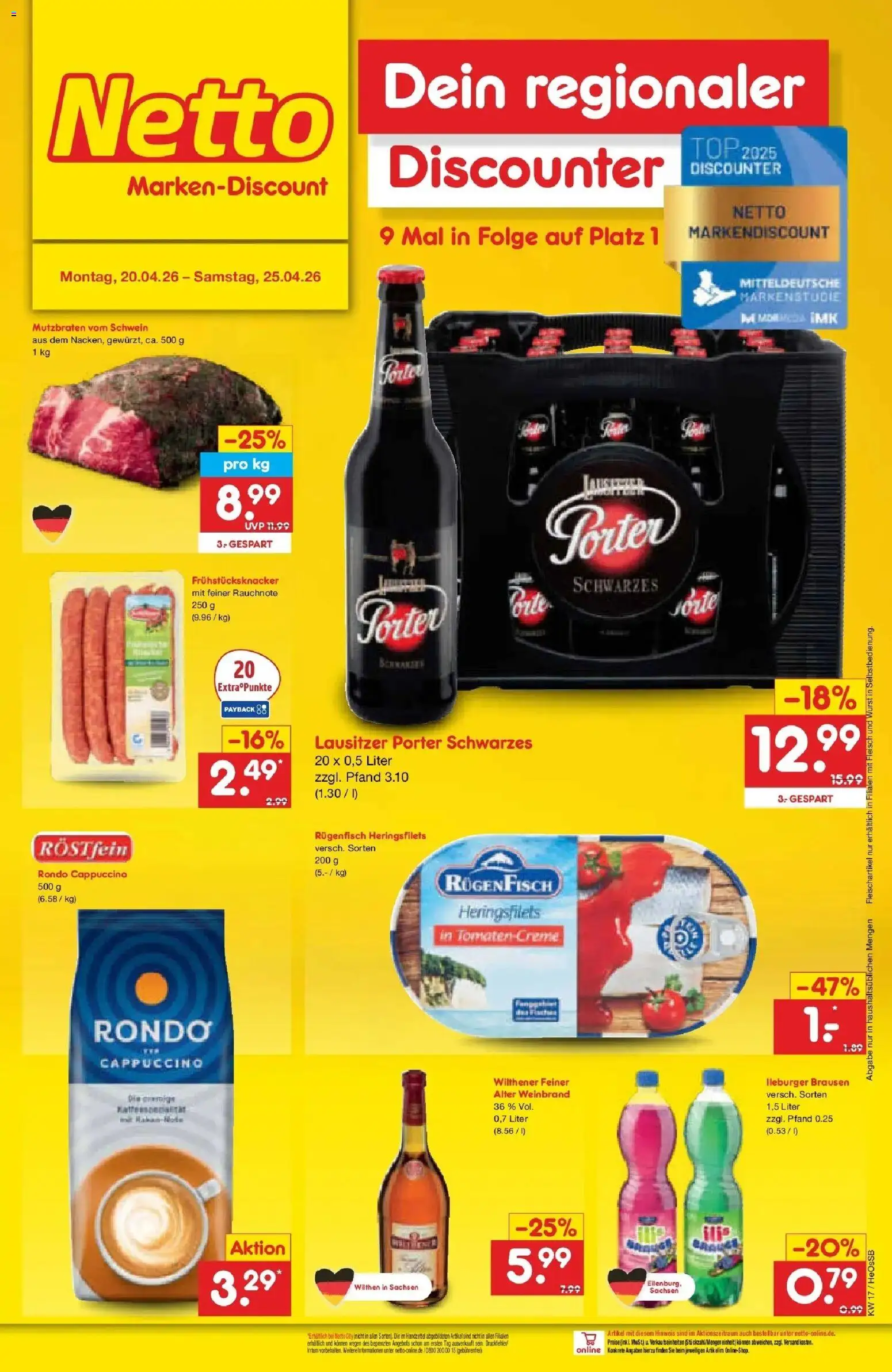 Netto Marken-Discount Prospekt Kröpelin	 – gültig ab 20.04.2026 | Seite: 28 | Produkte: Top, Fisch, Wurst, Fleisch