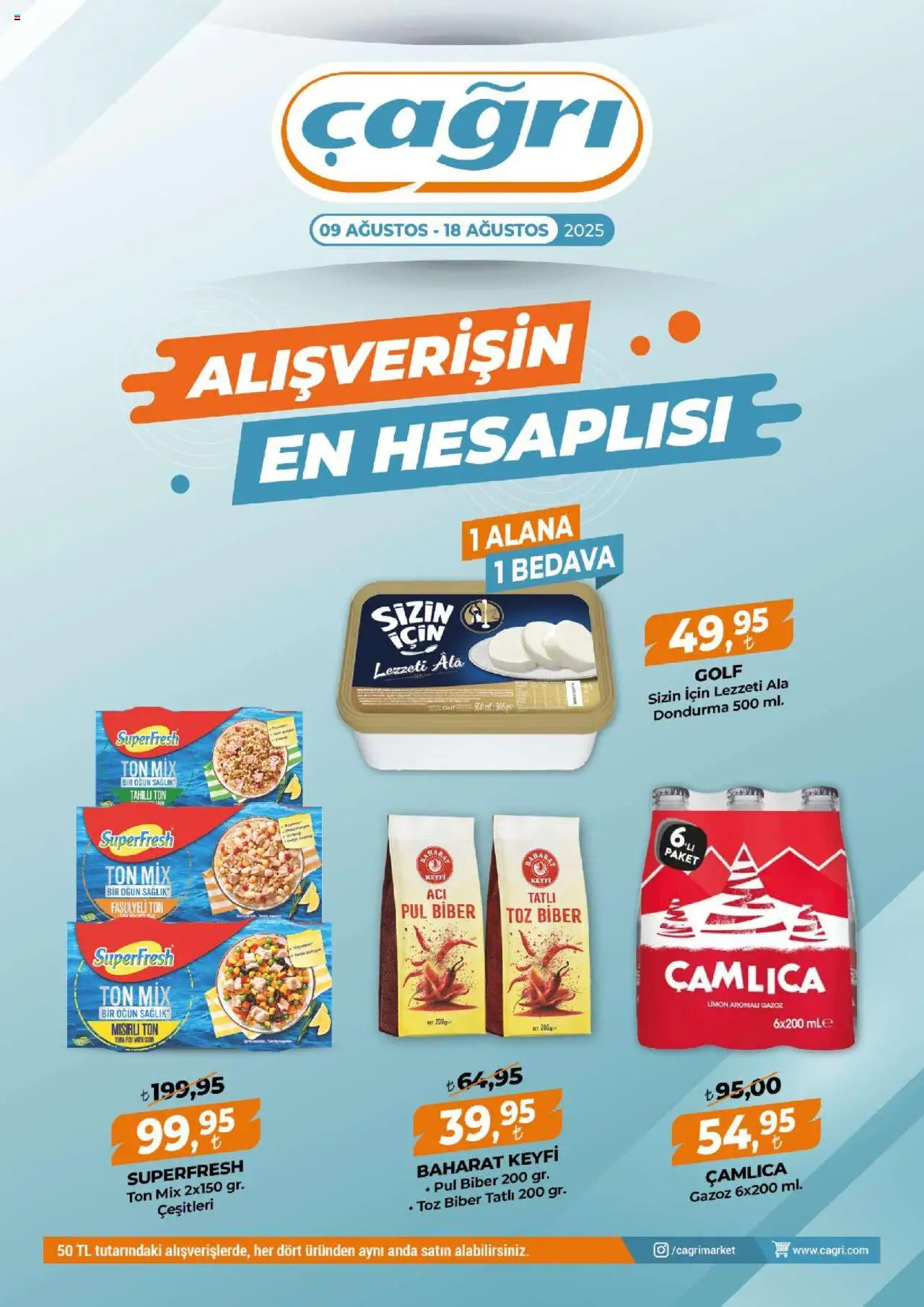 Çağrı Market Katalog - 09.08.2025 tarihinden itibaren geçerlidir | Sayfa: 1 | Ürünler: Dondurma, Baharat, Biber, Limon