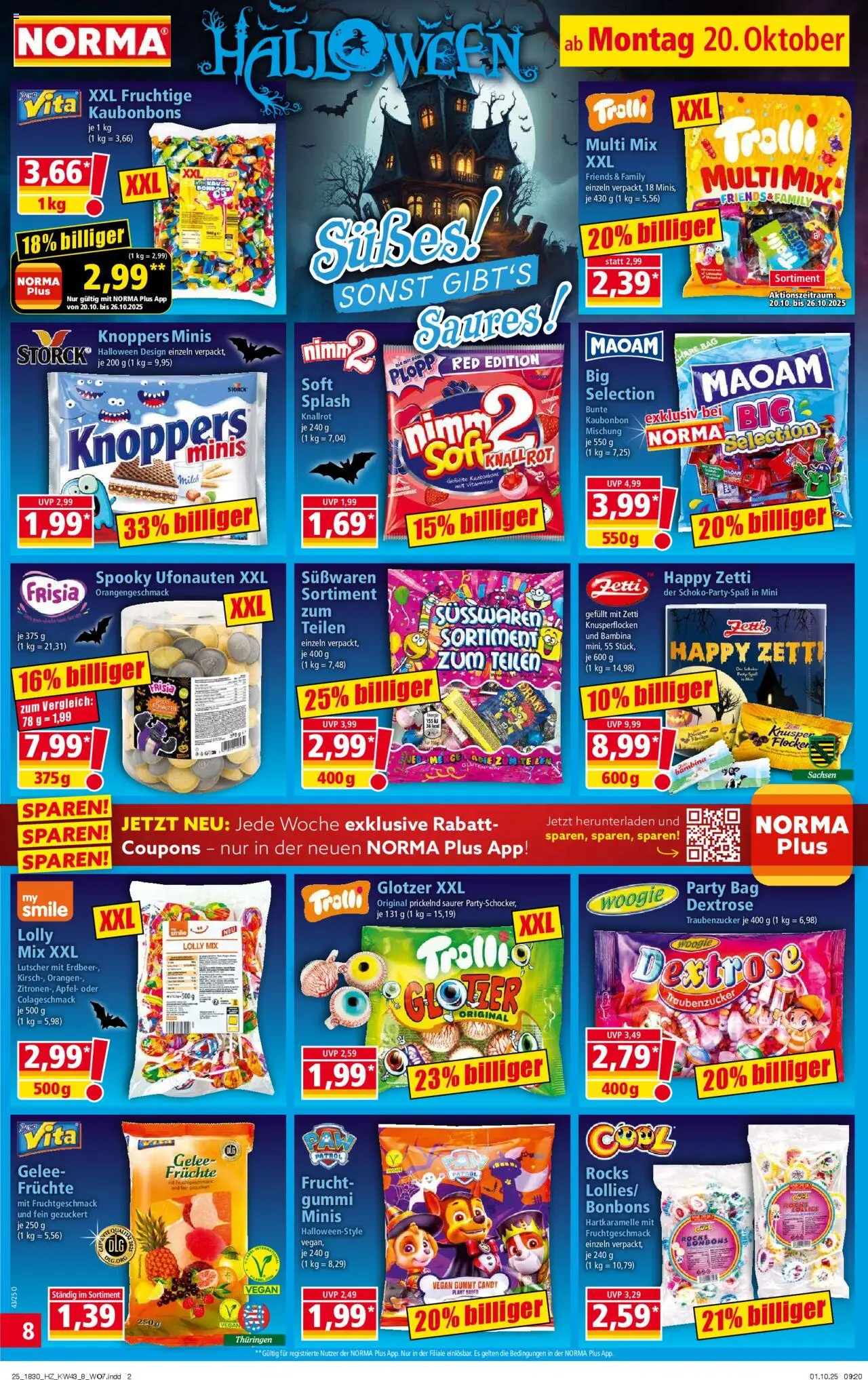 Norma Prospekt 	 – gültig ab 20.10.2025 | Seite: 8 | Produkte: Äpfel, Orangen, Knoppers, Flocken