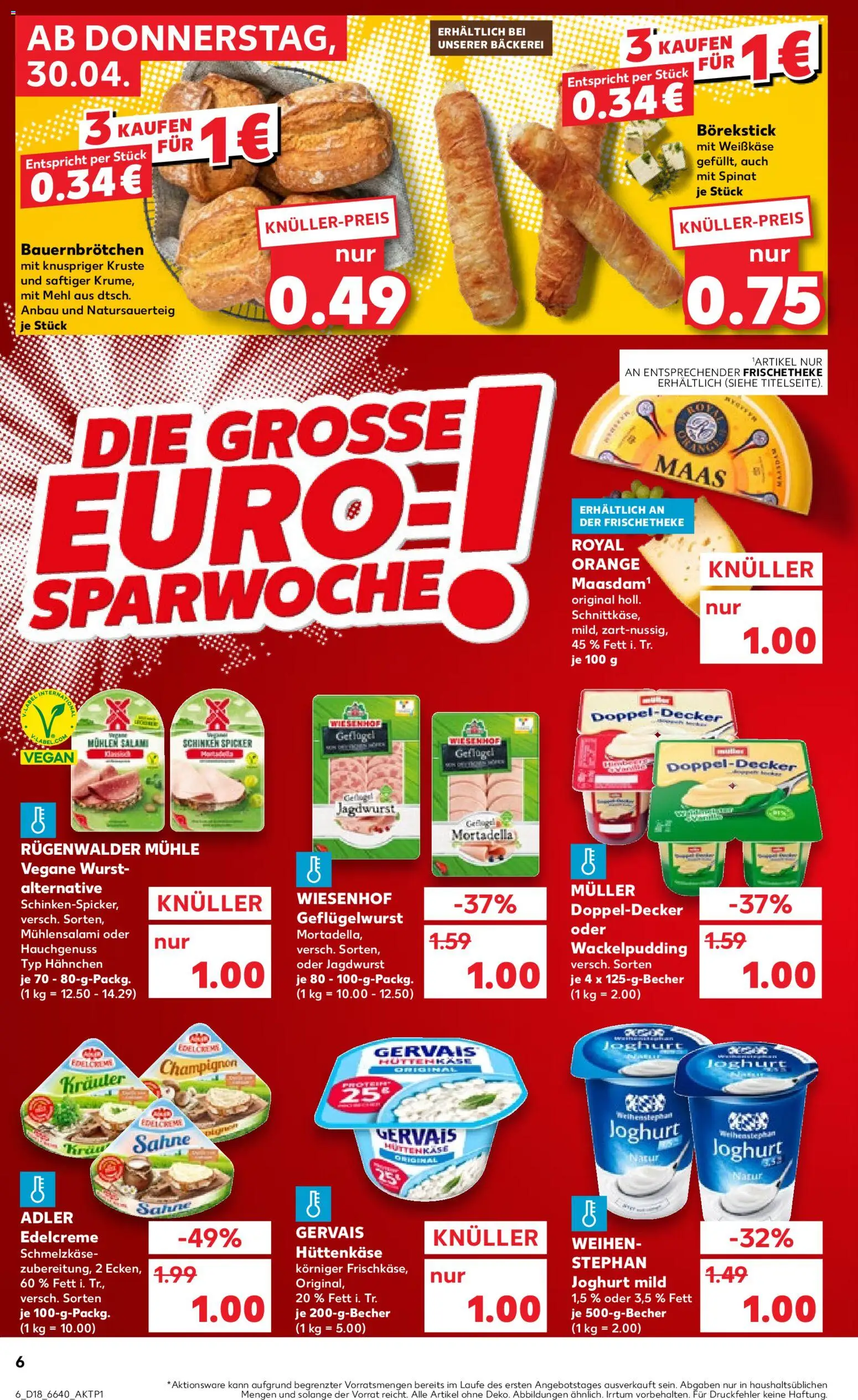 Kaufland Německo leták od 30.04.2026 | Strana: 6 | Produkty: Vegan, Gervais, Mortadella