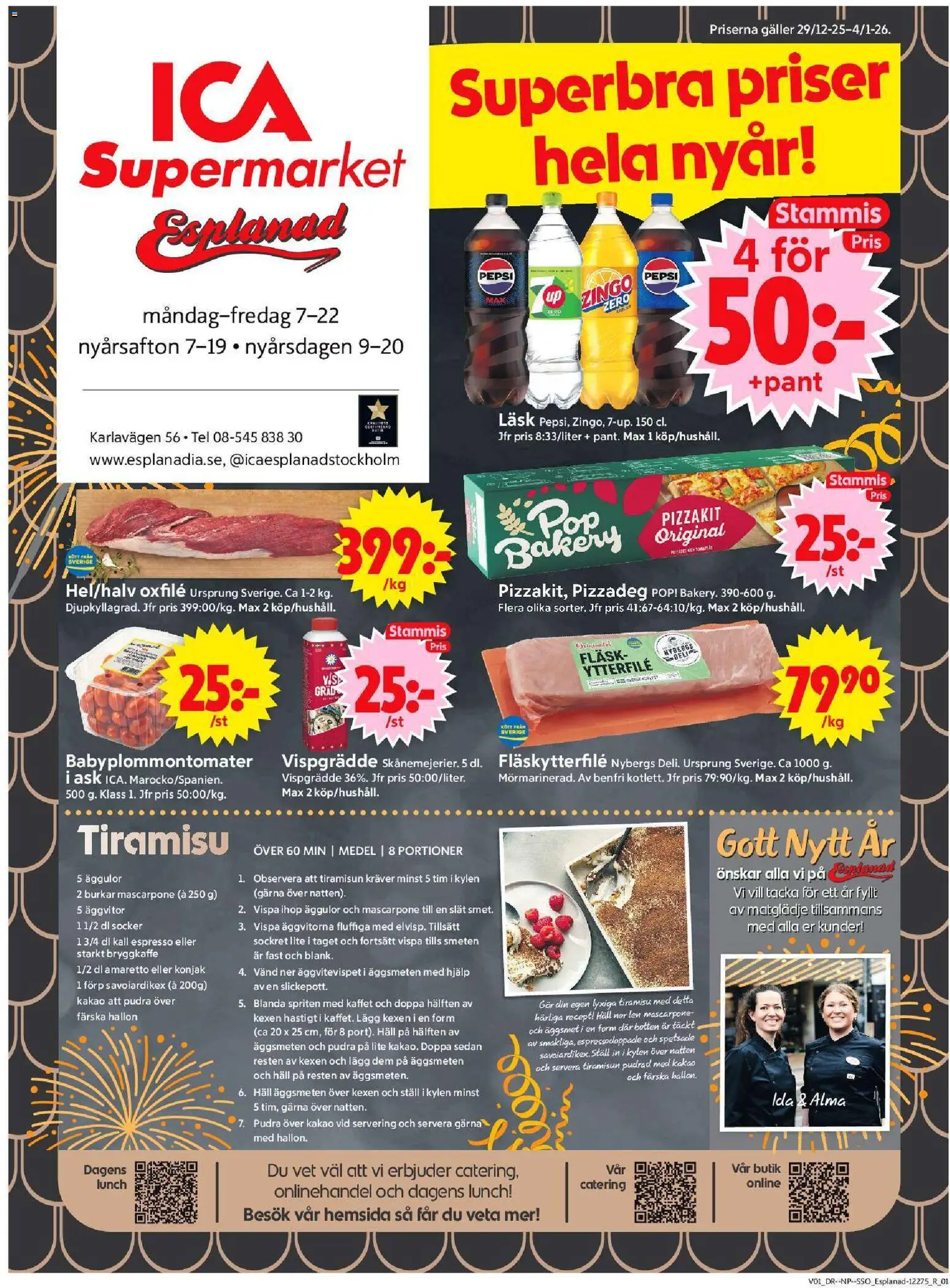 ICA Supermarket reklamblad aktuell från 30.12.2025 | Sida: 1 | Produkter: Galler, Pepsi, Oxfilé, Fläsk