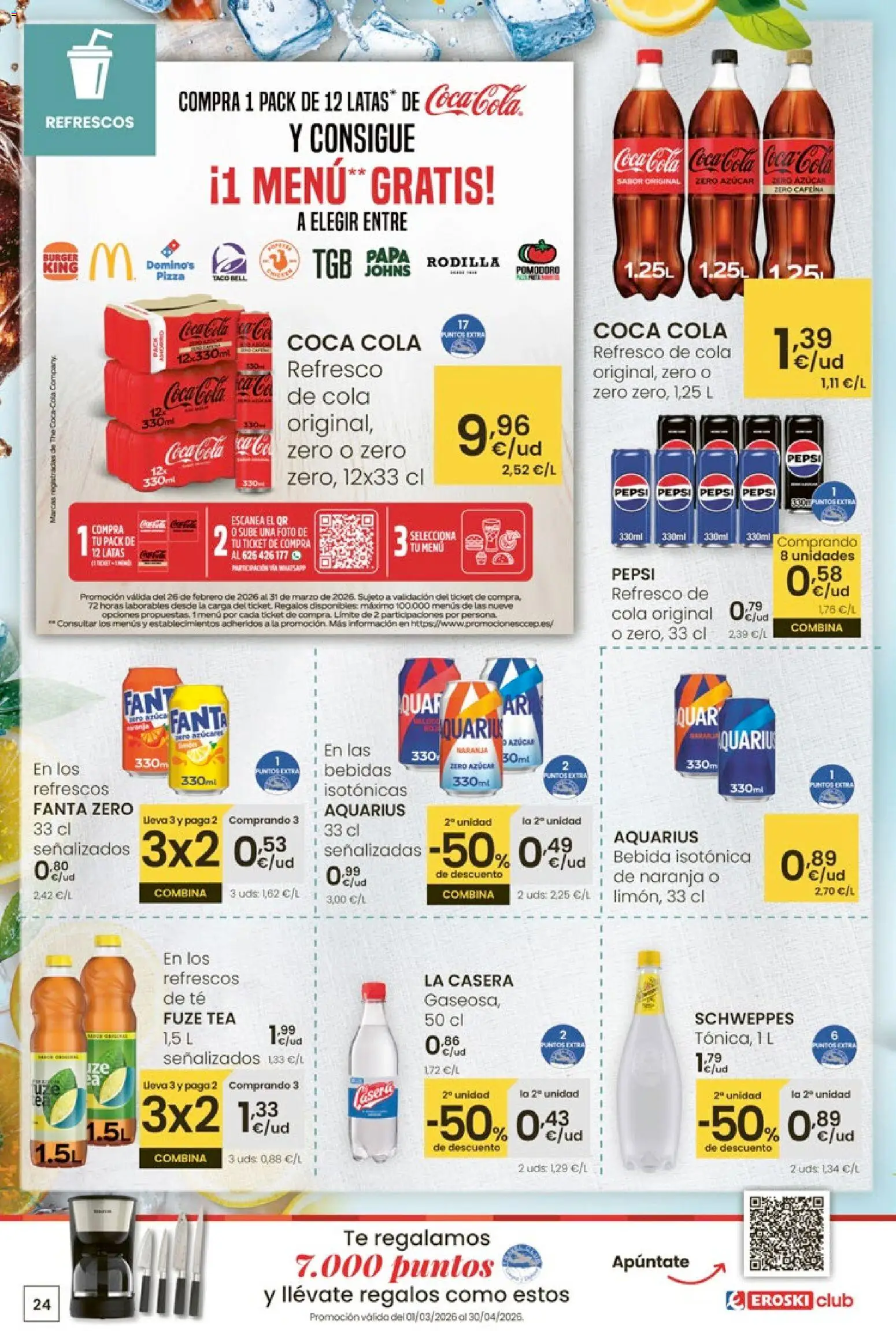 Eroski - 50 de descuento │ válido desde el 26.02.2026 | Página: 24 | Productos: Pizza, Té