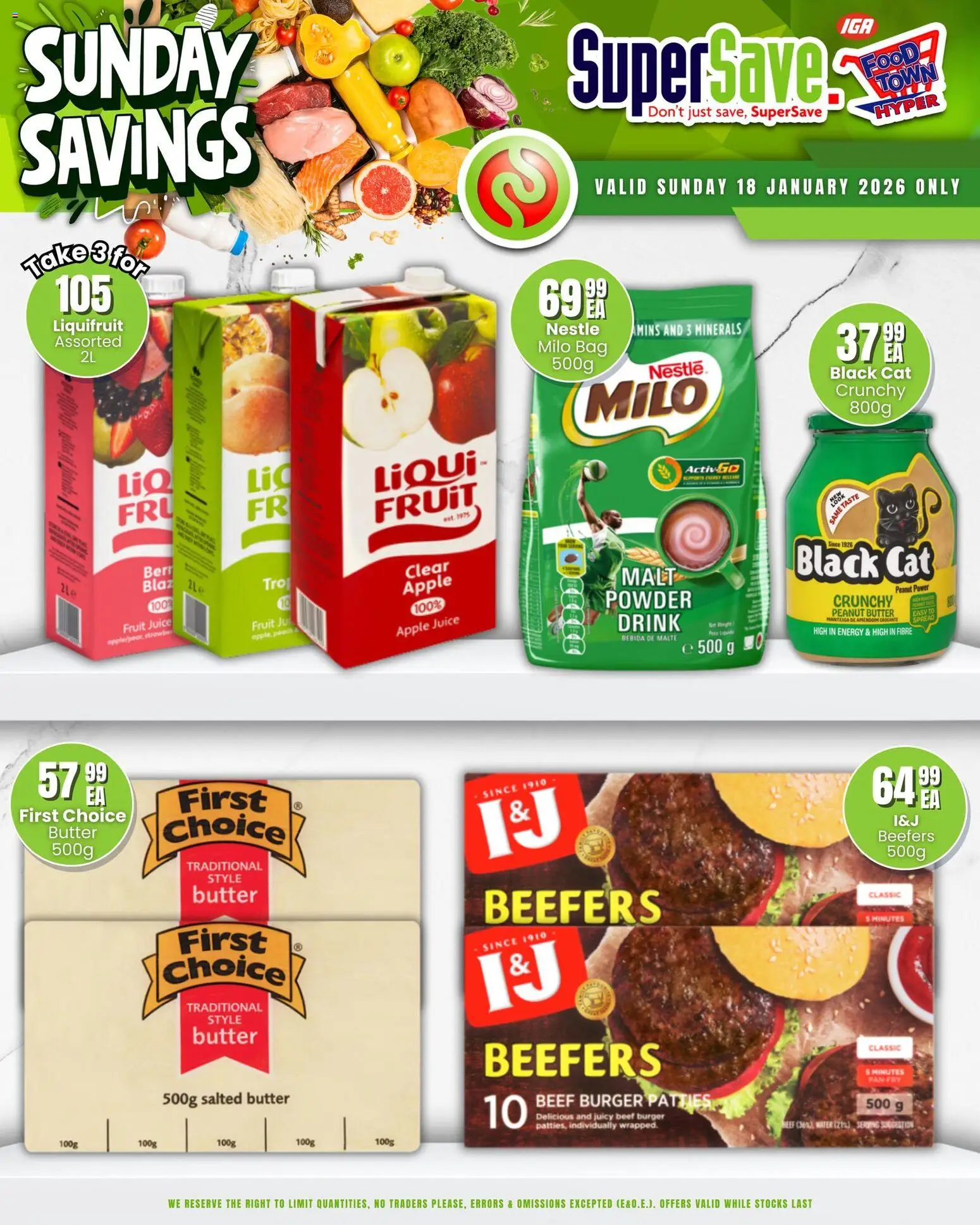 New Super Save catalogue – valid from 18.01.2026 | Page: 3 | Products: Juice, Powder, Peanut butter, Water