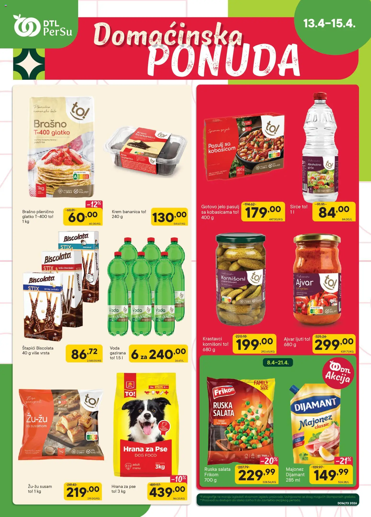 PerSu katalog - važi od 13.04.2026 | Strana: 1 | Proizvode: Ruska salata, Majonez, Hrana za pse, Sirće