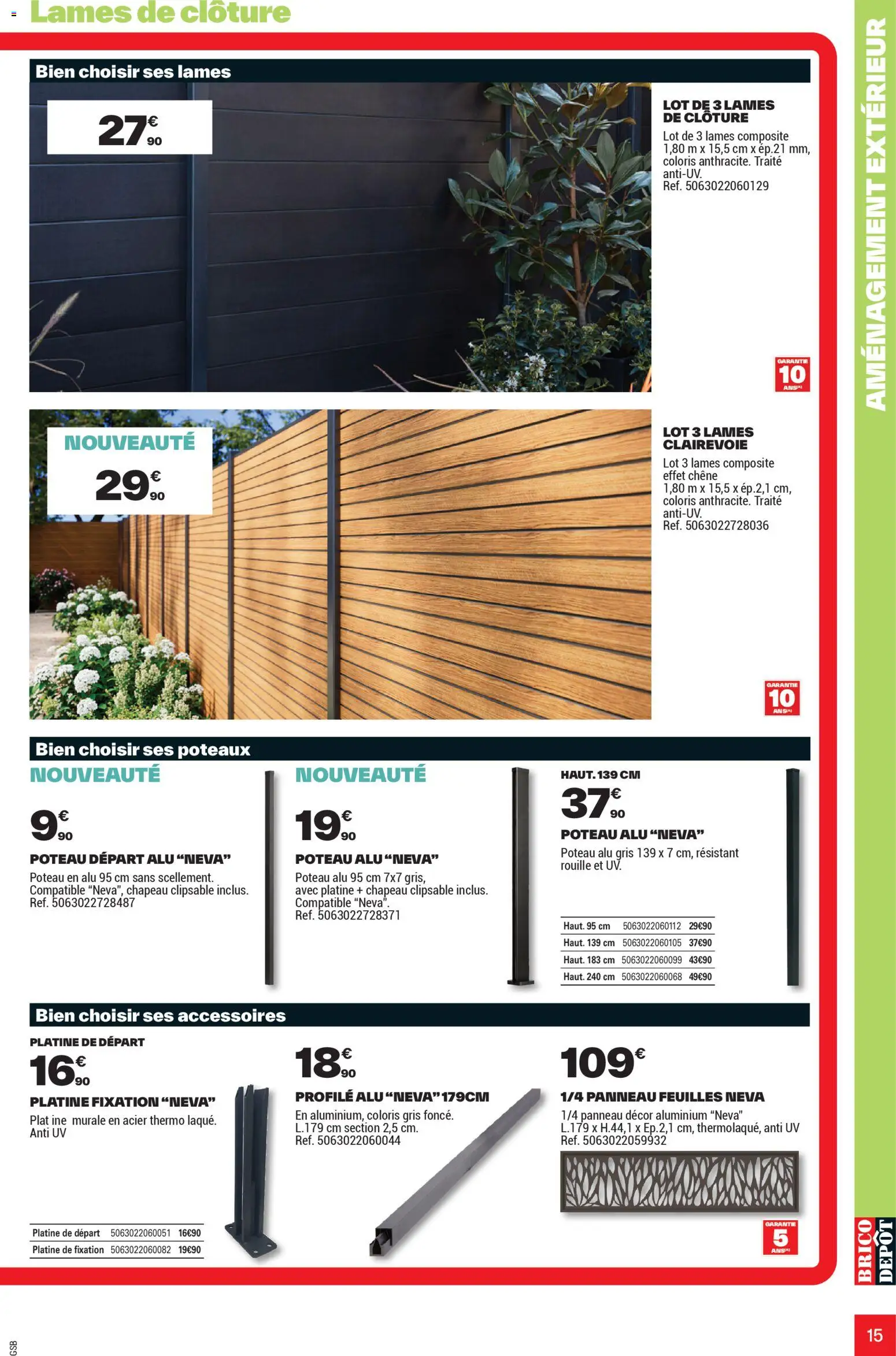 {H1} | Page: 15 | Produits: Clôture, Chapeau