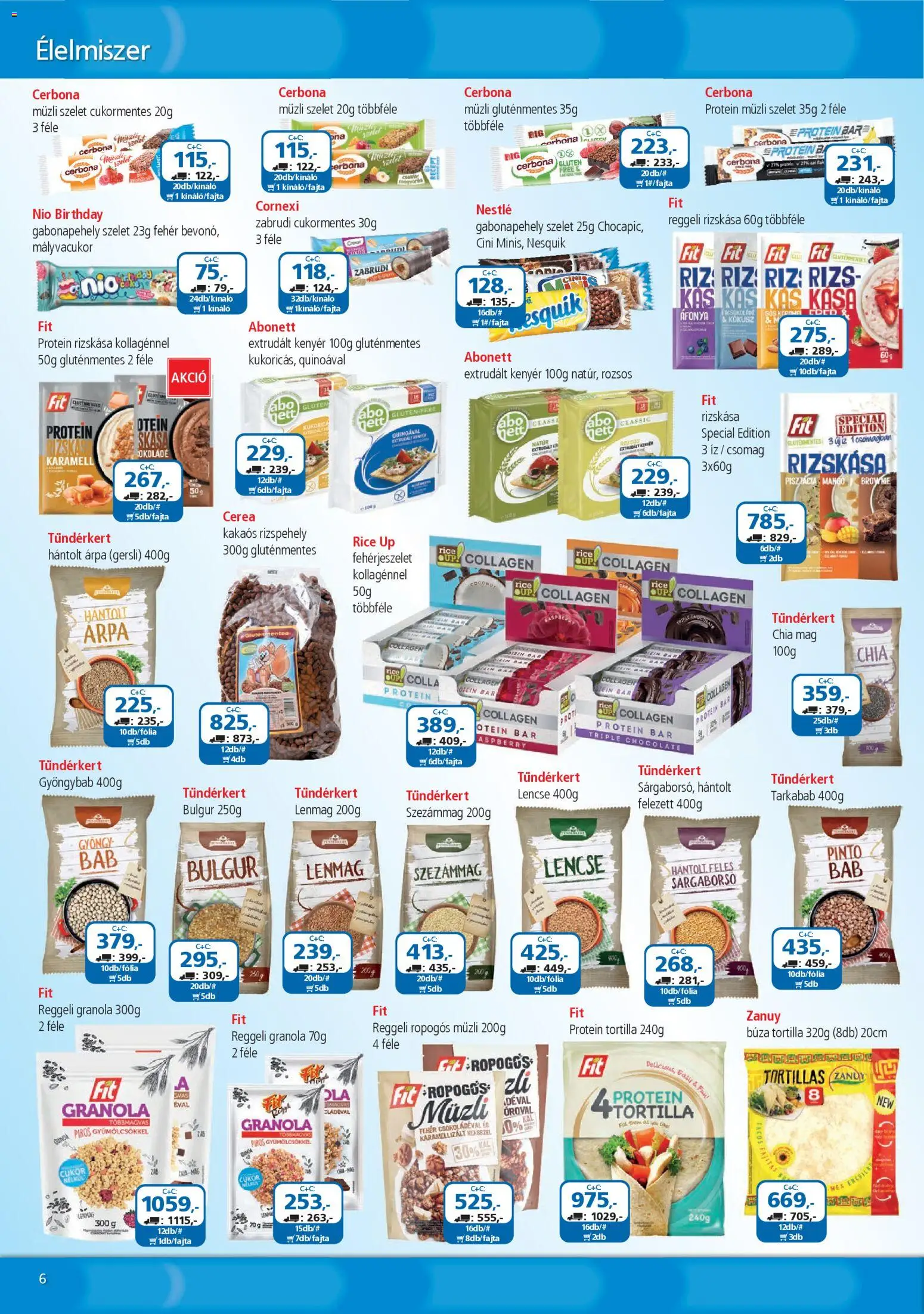 ÁRKLUB akciós ujság - amely érvényes a következő dátumtól: 01.04.2026 | Oldal: 6 | Termékek: Gabonapehely, Müzli, Rizs, Cukor