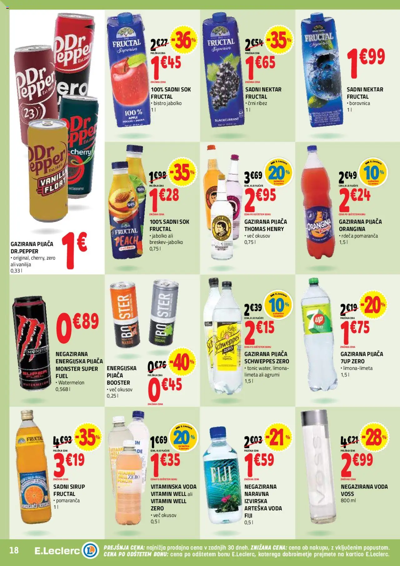 E.leclerc katalog │ velja od 30.07.2025 | Stran: 18 | Izdelki: Limeta, Sirup, Sok, Voda